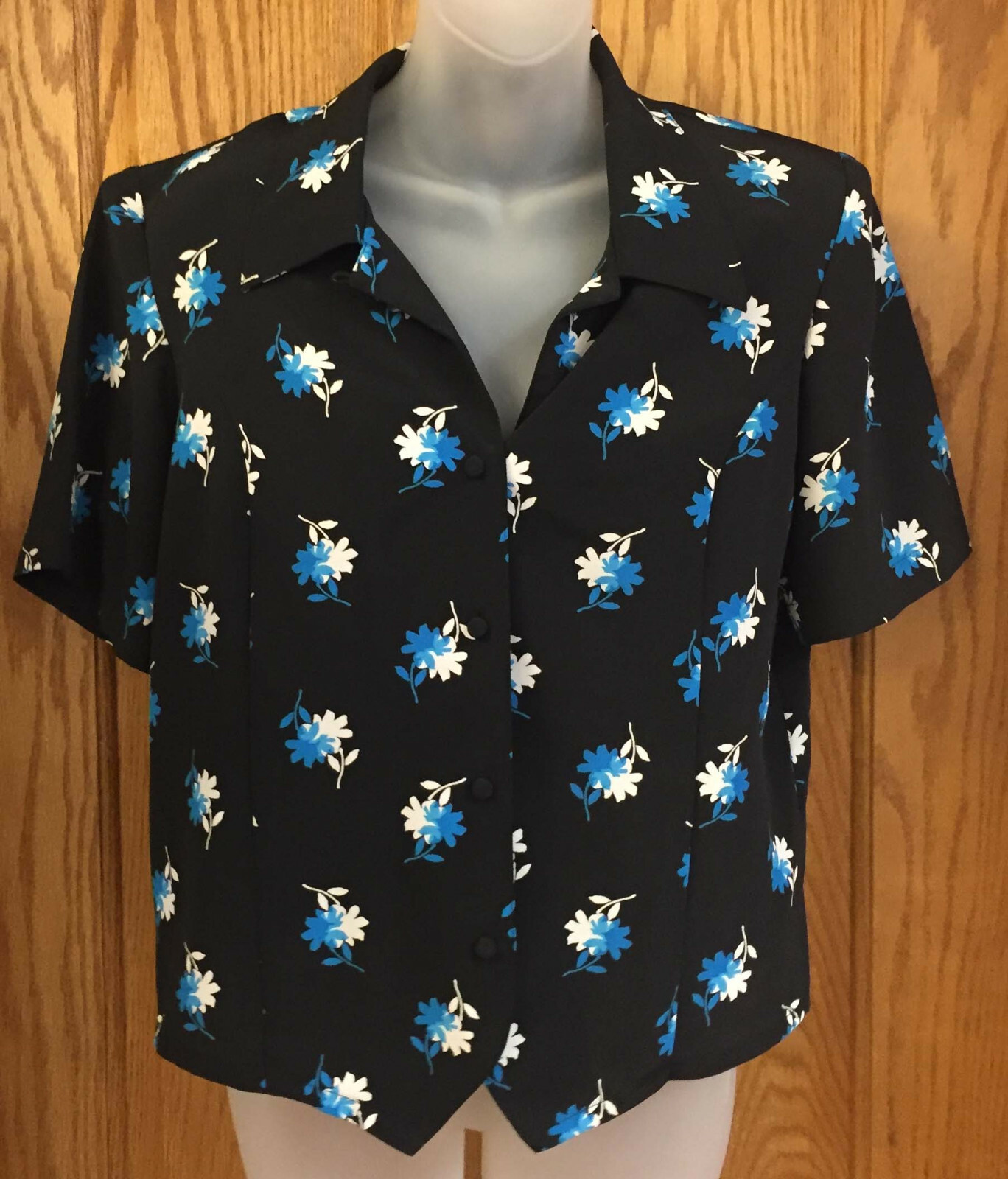 Suit Blazer Jacket Turquoise Blue & Black Blouse Shirt Set 2 Vintage Size 8