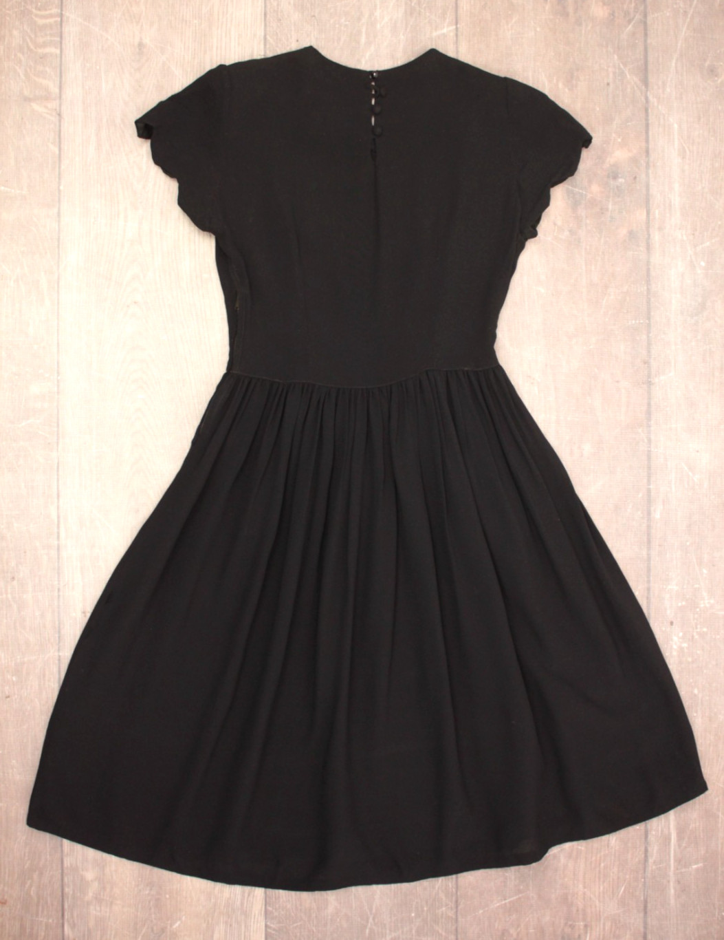 Vtg Women’s 30s Black Sheer Dress W/ Bows At Front Waist Sz XS/S 1930s