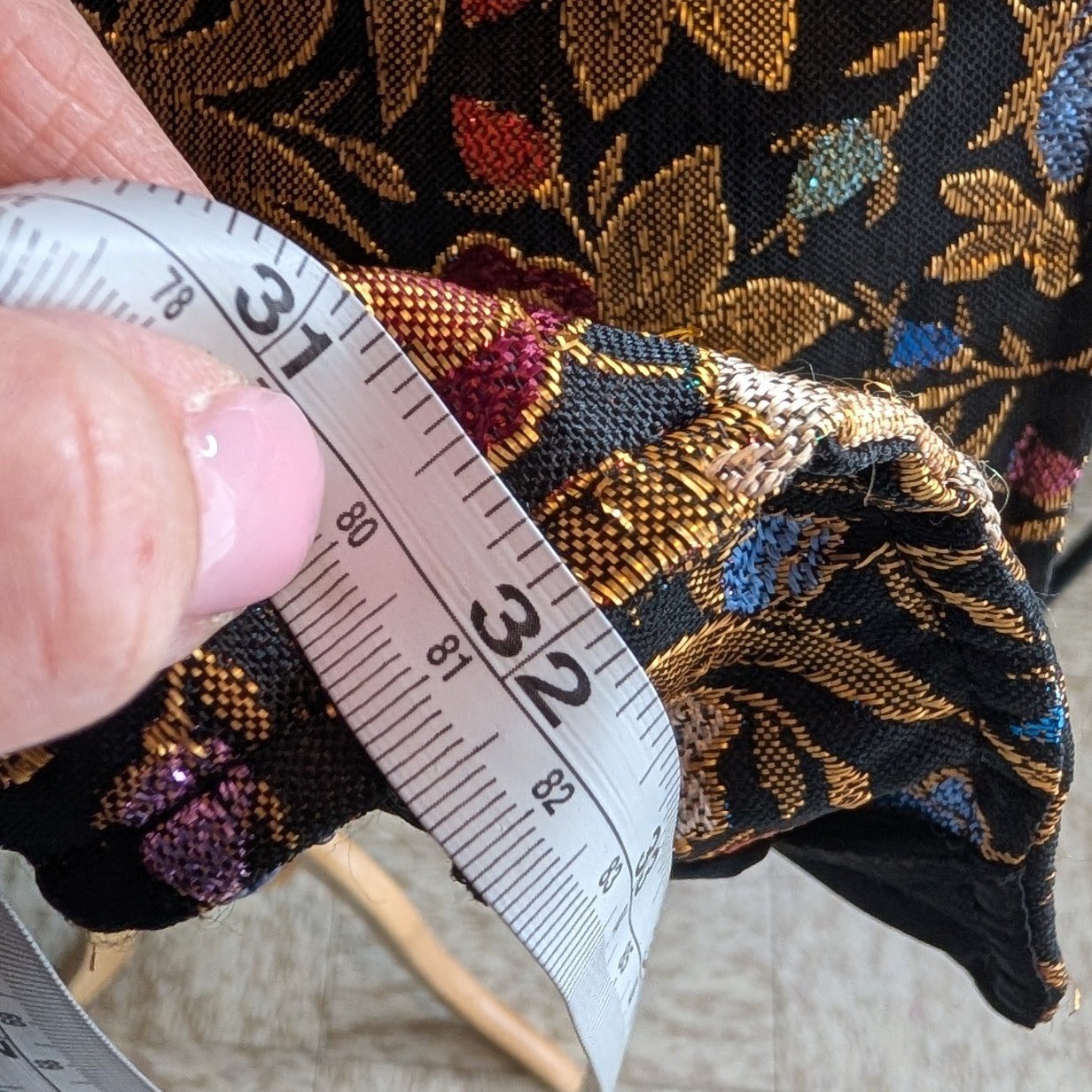 VTG 80s Satin Floral Brocade Jacket Womens M Black Gold Boho Chic Regency Whimsy