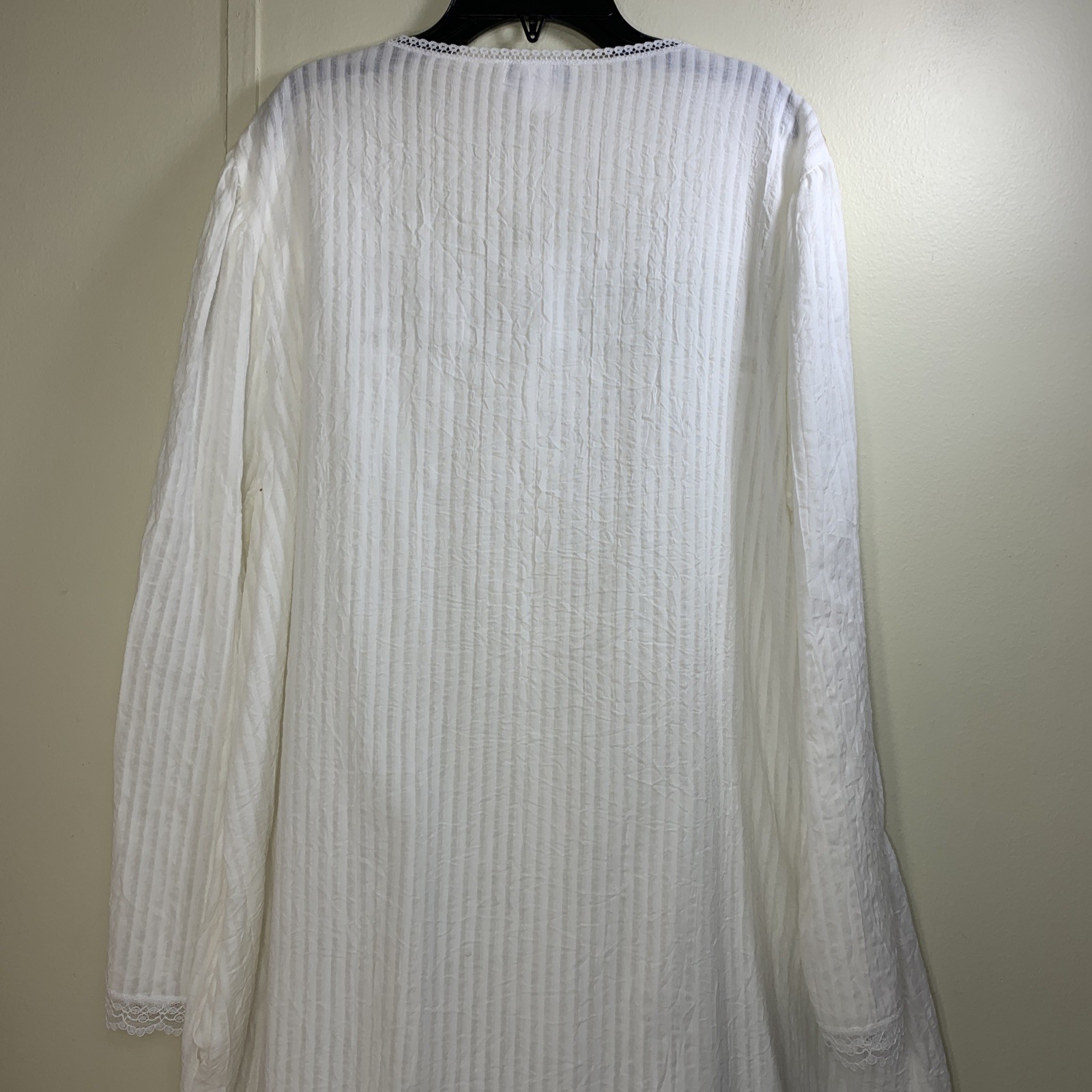 Vintage Willow Creek White Lace Dress Gown Robe Large Cottagecore Prairie Ruffle