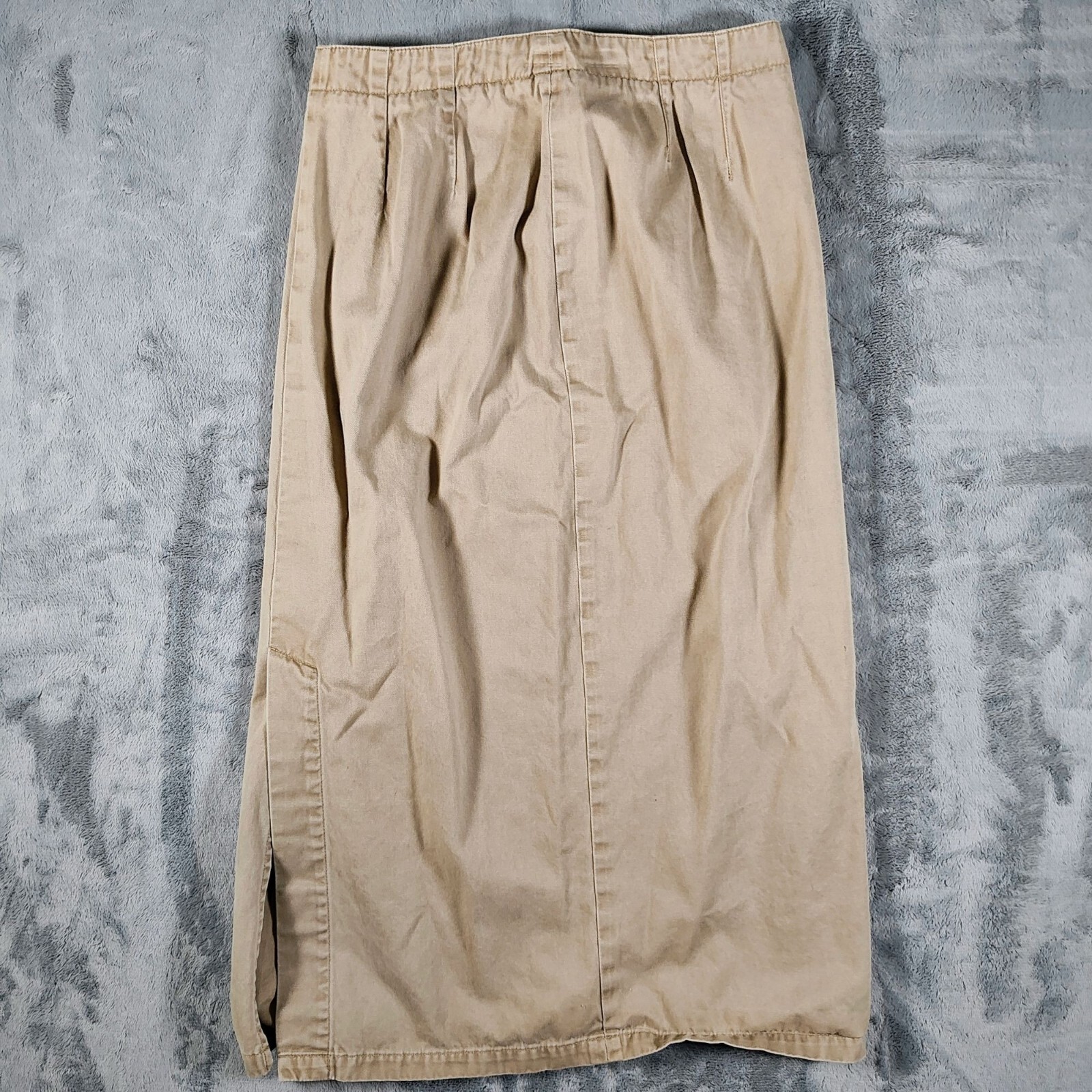 Vintage 1990s Eddie Bauer Womens Beige 29.5″ Long 100% Cotton Skirt (Petite 4)