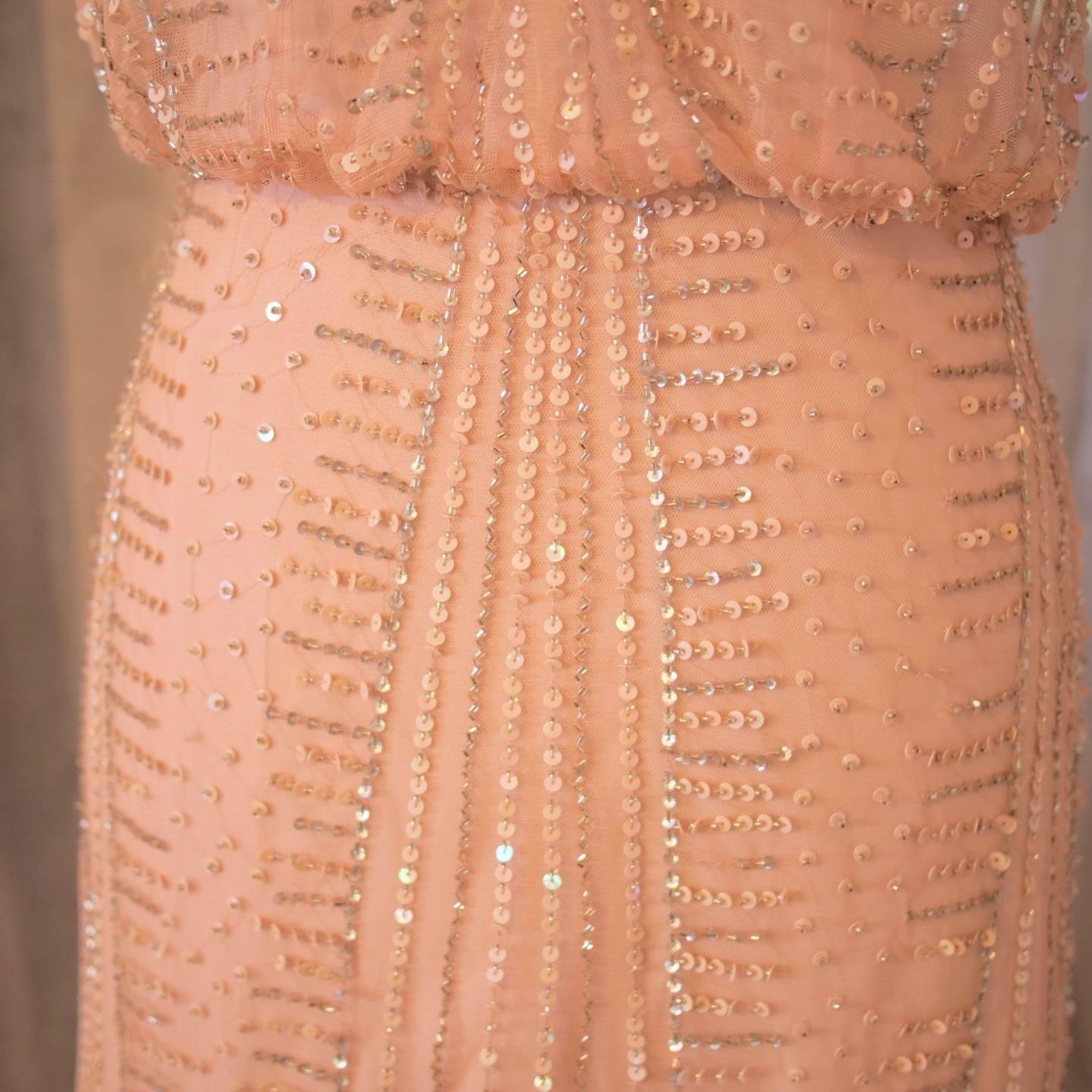 vtg 90s CACHE Y2K Pink Sequins Beaded Mermaid Maxi Dress Whimsigoth Fairycore 2