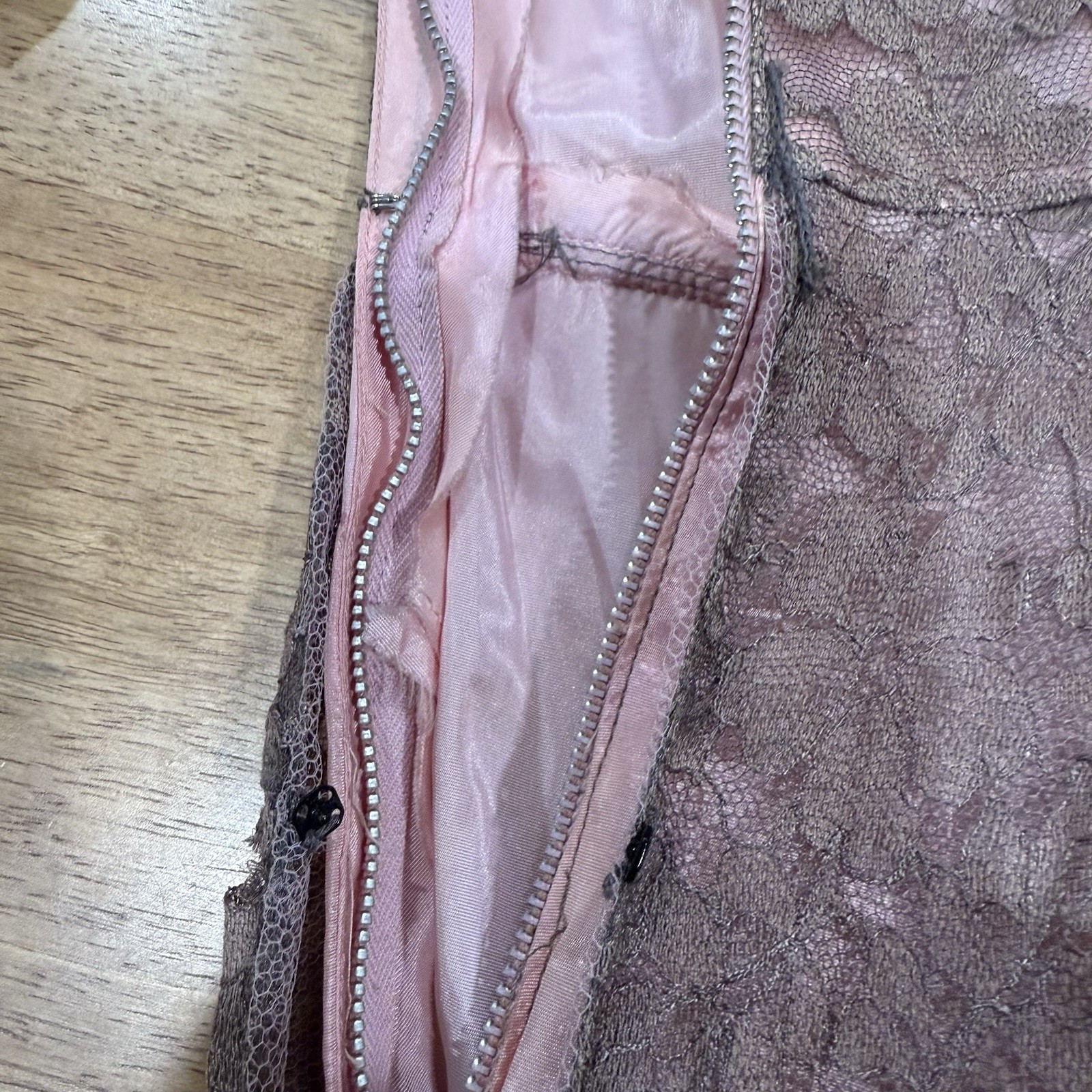 Vtg 1950s Emma Domb Pink Lace Party Dress Tea Fit & Flare Illusion Size XS *read