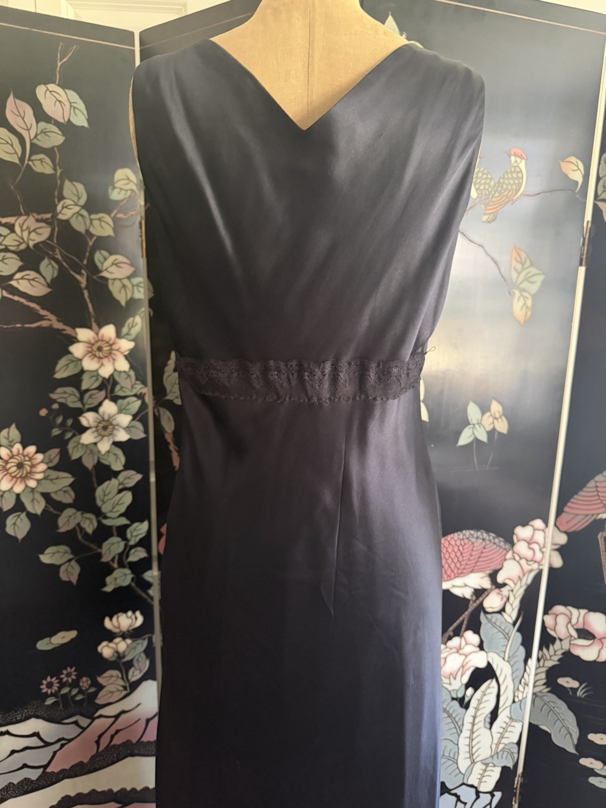 Vintage WDNY Black Silk Slip Dress Maxi Lined Wedding Cocktail Party Glam 6