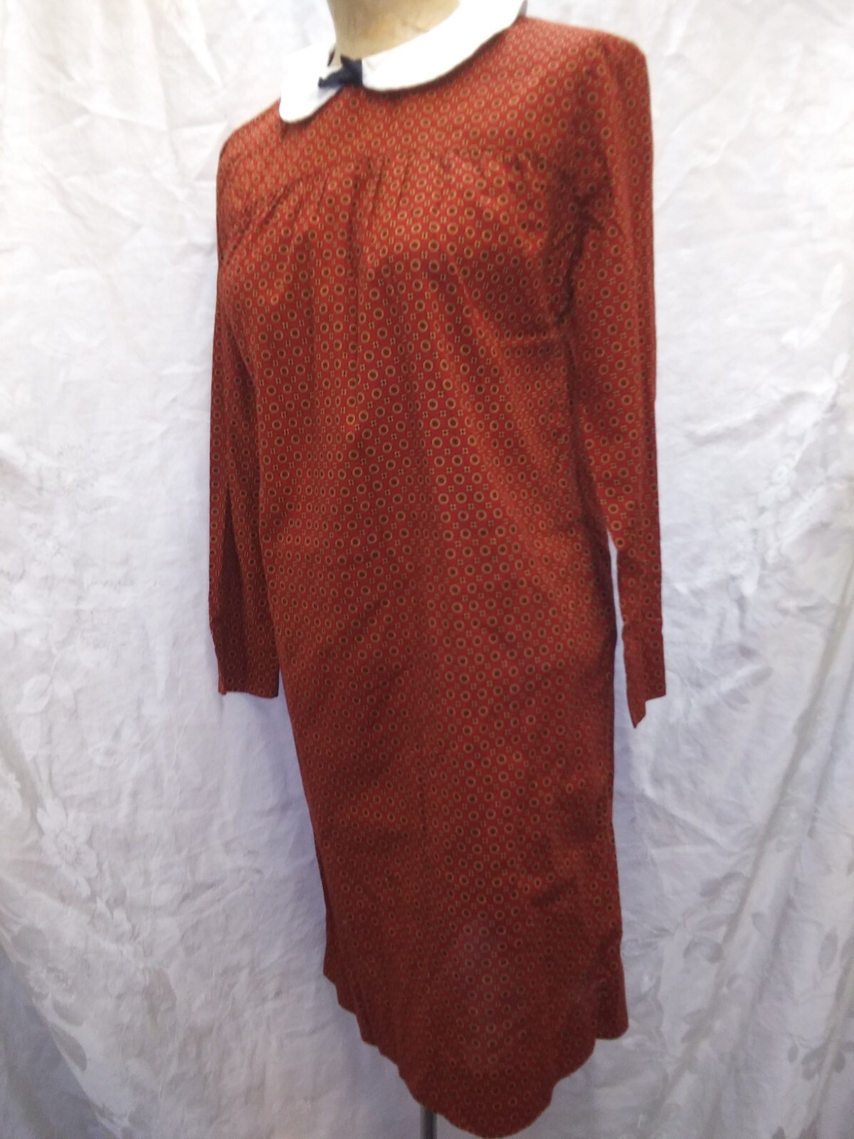 1960’s Dark Red Brown Black Cotton Dress Helene Scott Maternities Small