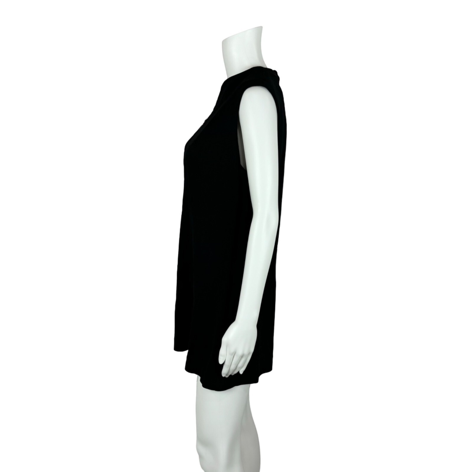Vintage 60s Mod Mini Dress Black Rhinestone Keyhole Neckline Knit Tunic