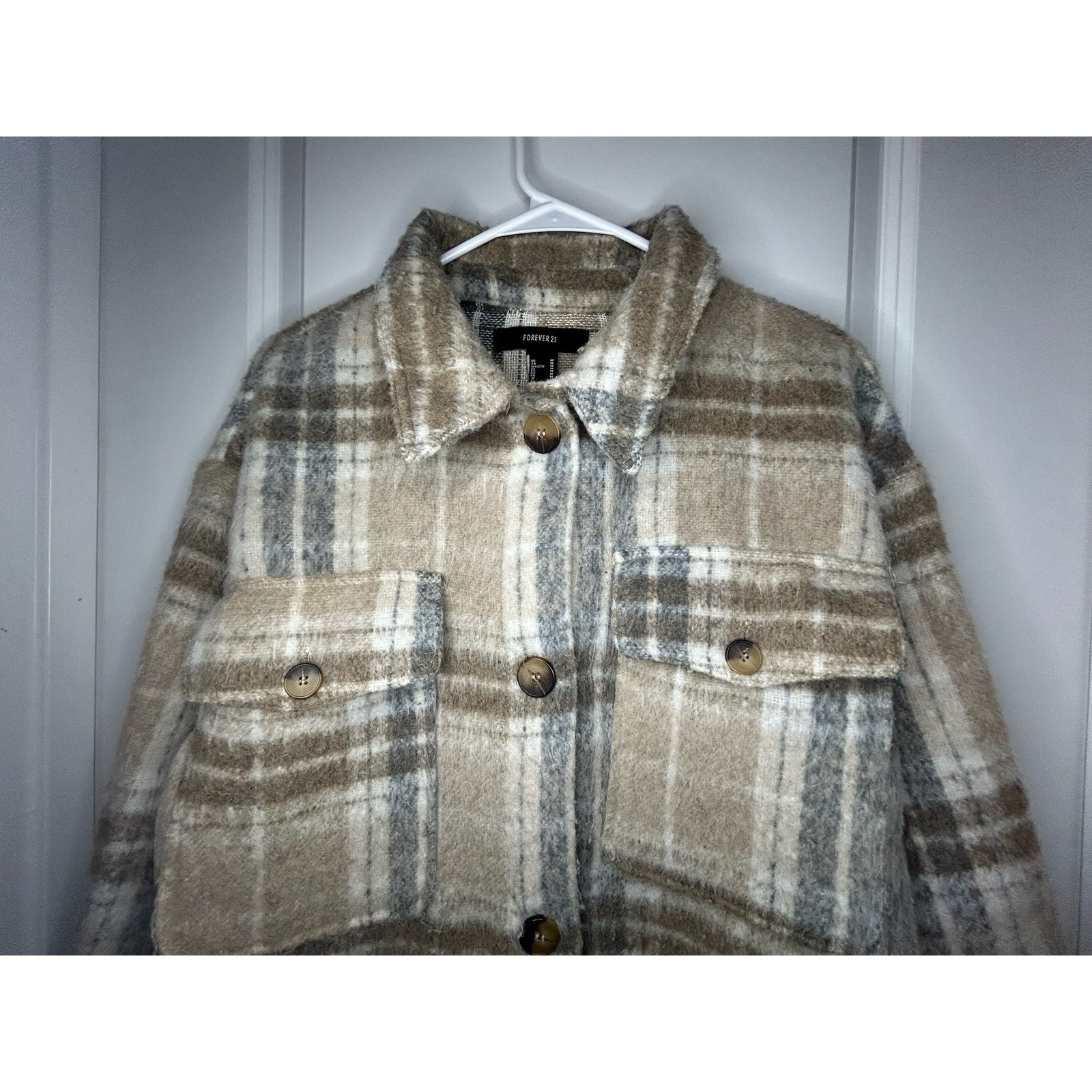 Folklore Taylor Swift Style Tan Plaid Boho Longated Soft Jacket Womens Medium