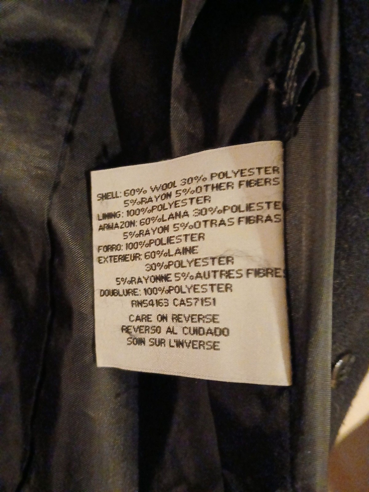 Vintage Kenneth Cole black wool blend mid length walker Pea coat side buckles 6
