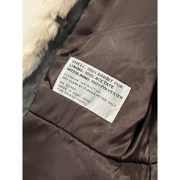 Split End Ltd Vintage Womens Genuine Rabbit Fur Jacket Cream Tan Size Medium