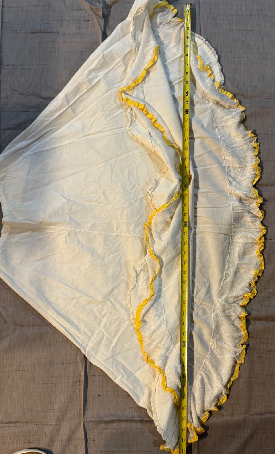 Antiq. FRENCH EDWARDIAN VICTORIAN WHITE COTTON PETTICOAT WITH LACE Trim Netted