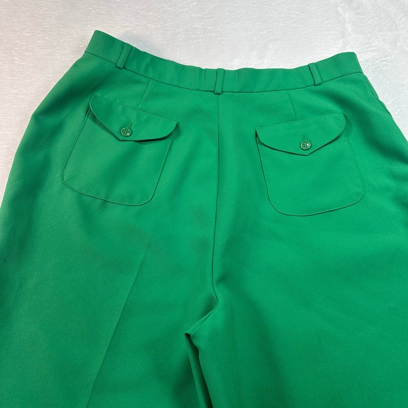 Vintage Green Wide Leg Trousers Women Size 22 Kelly Green High Rise