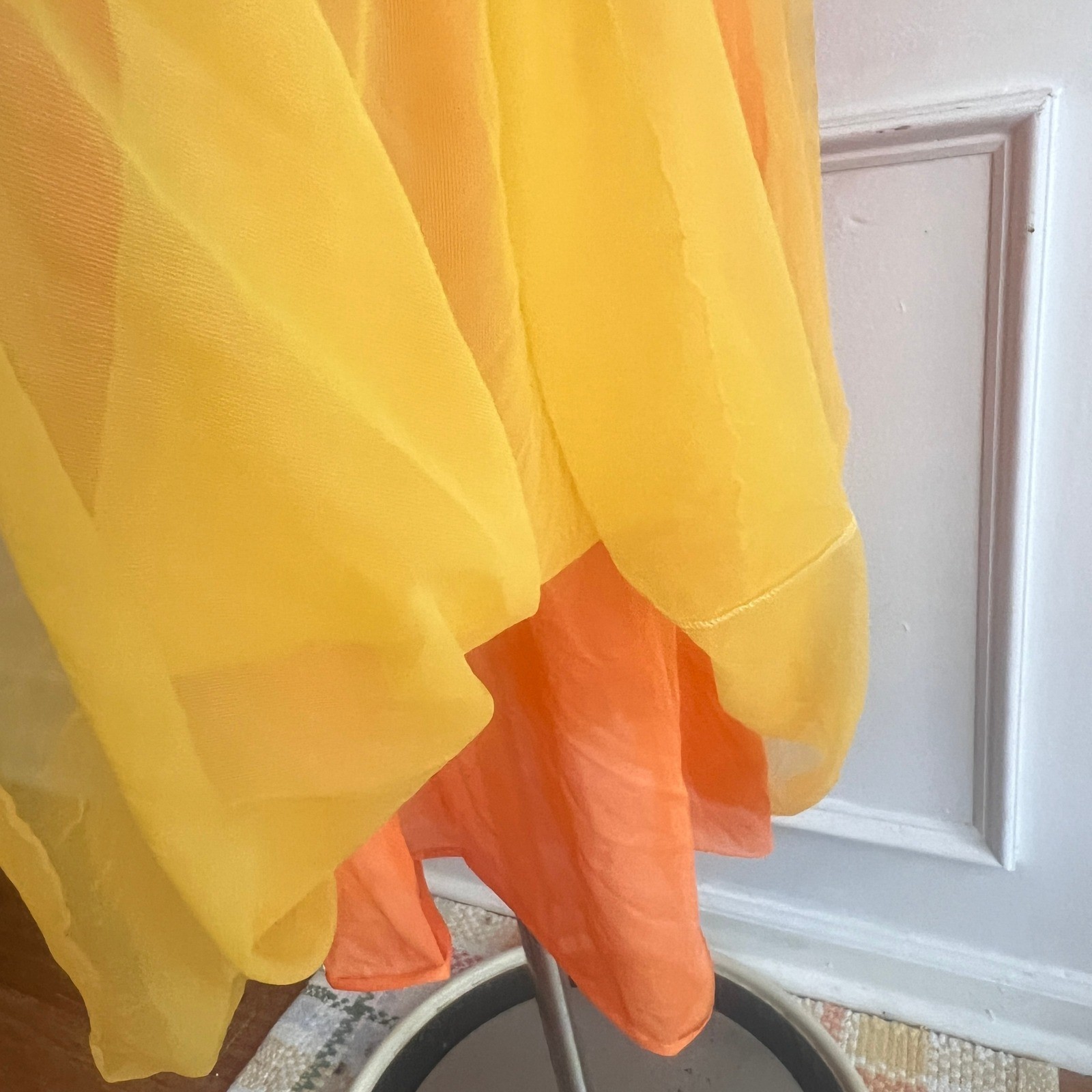 Eyeful by the Flaums Vtg Nightgown M Womens 60s Sheer Maxi Orange Boho Retro