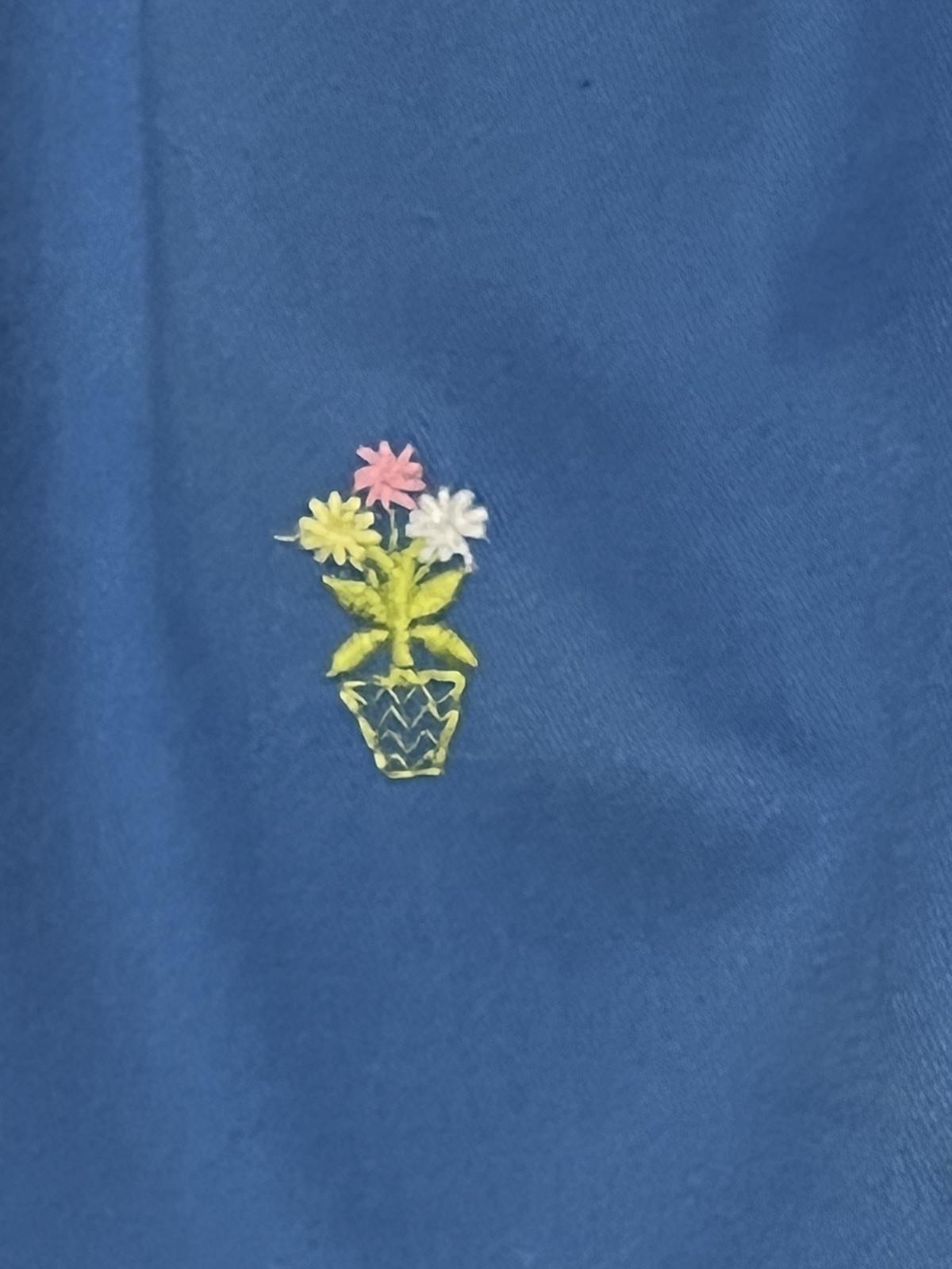 Vtg David Brooks Plant Flower Embroidered Long Skirt Blue Size 14 Cottagecore