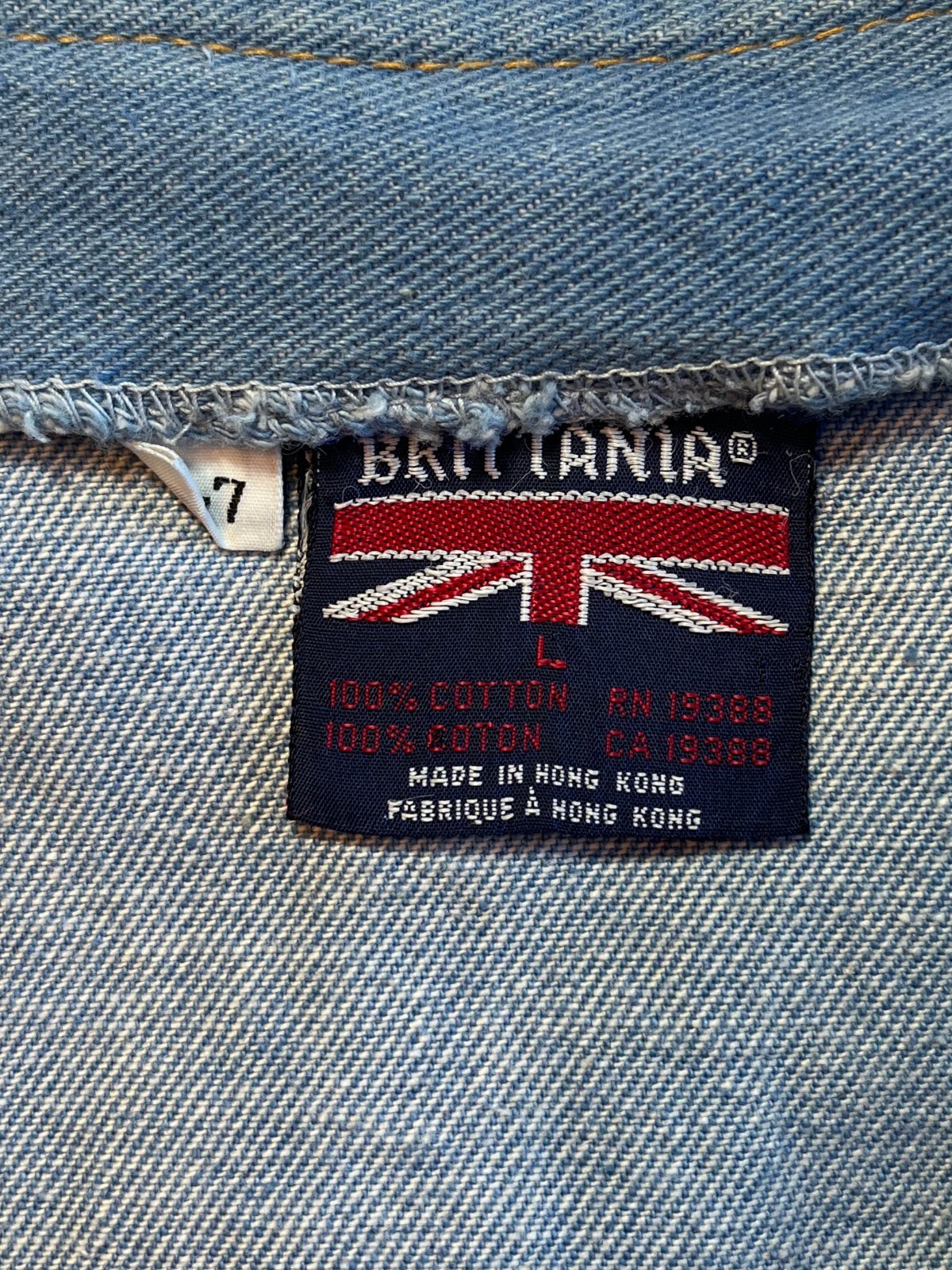 Vintage 1970s Brittania Denim Vest L Cotton Button-Front Retro Streetwear Hippy