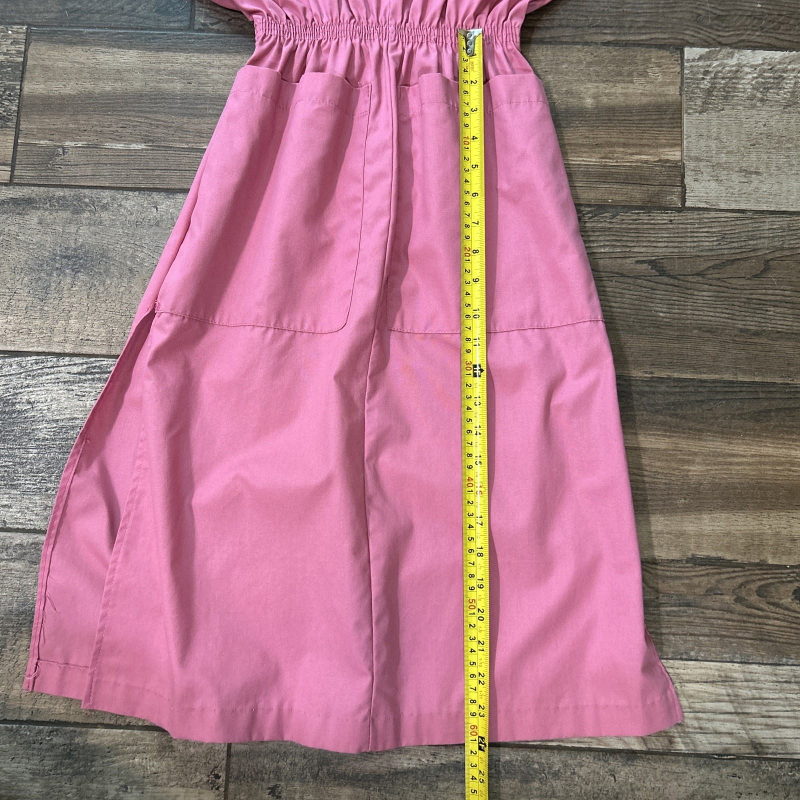 Vintage Nurse Dress Landau Pink / Dusty Rose Work Dress with Pockets size XSmall