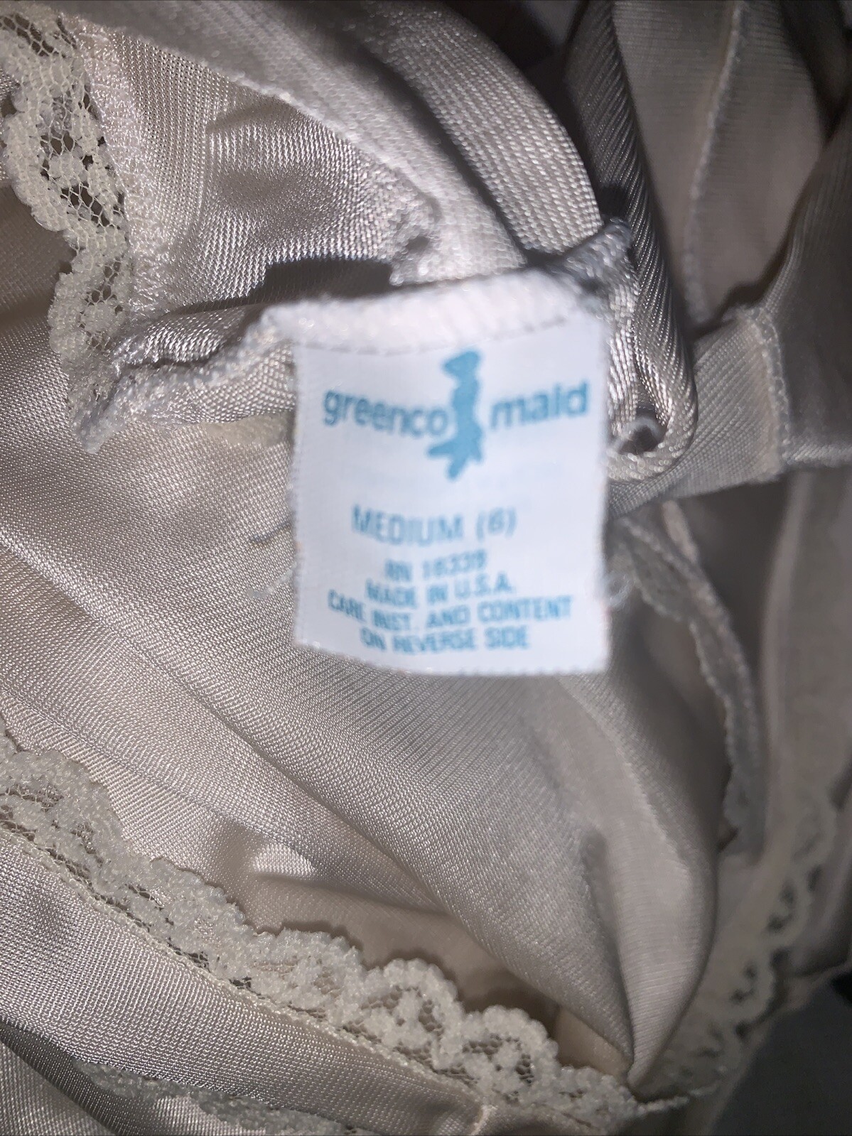 Vintage Greenco Maid Beige Nylon/lace Camisole Size M