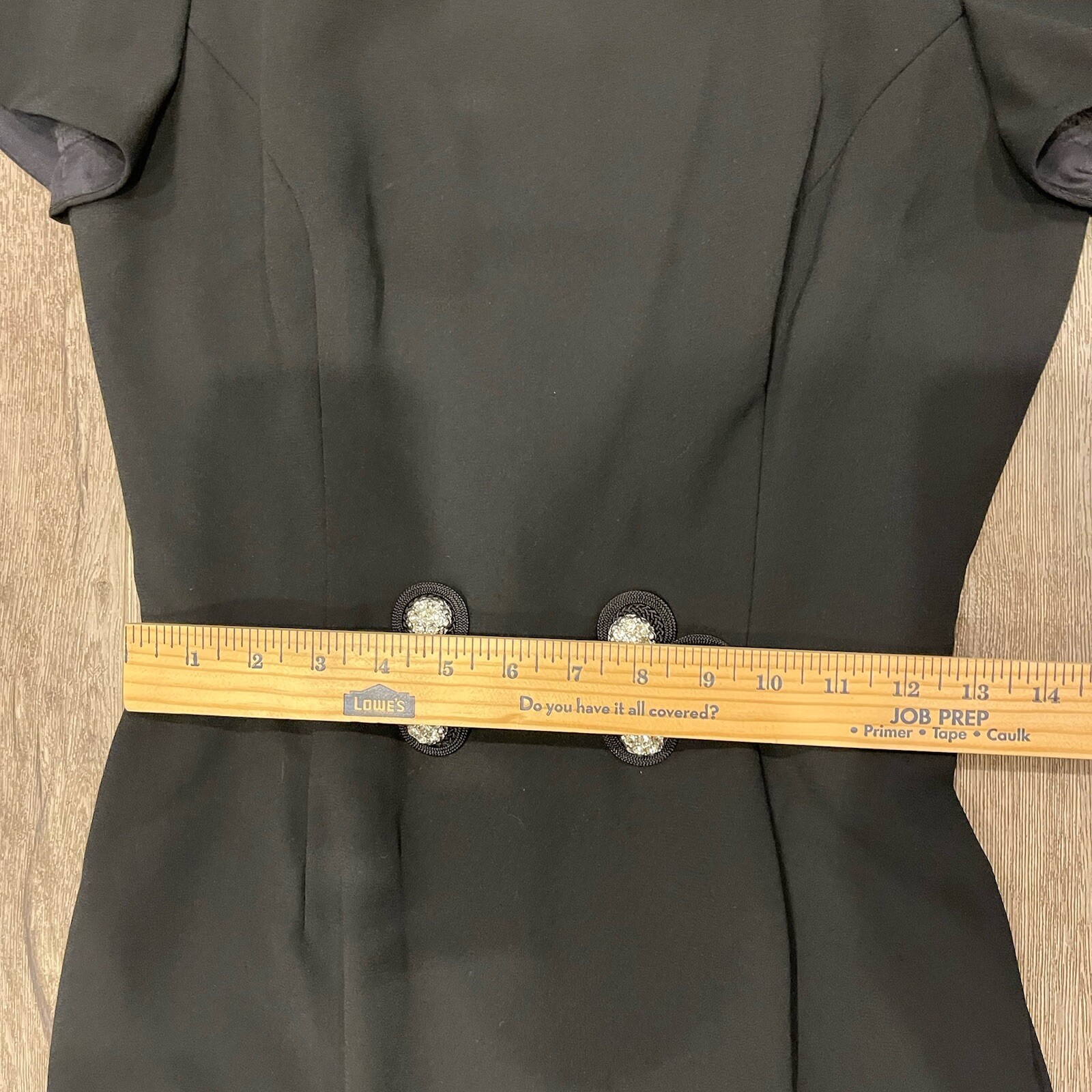 Vintage Francais Huey Waltzer Black Sheath Dress 4 Rhinestone Cocktail Elegant