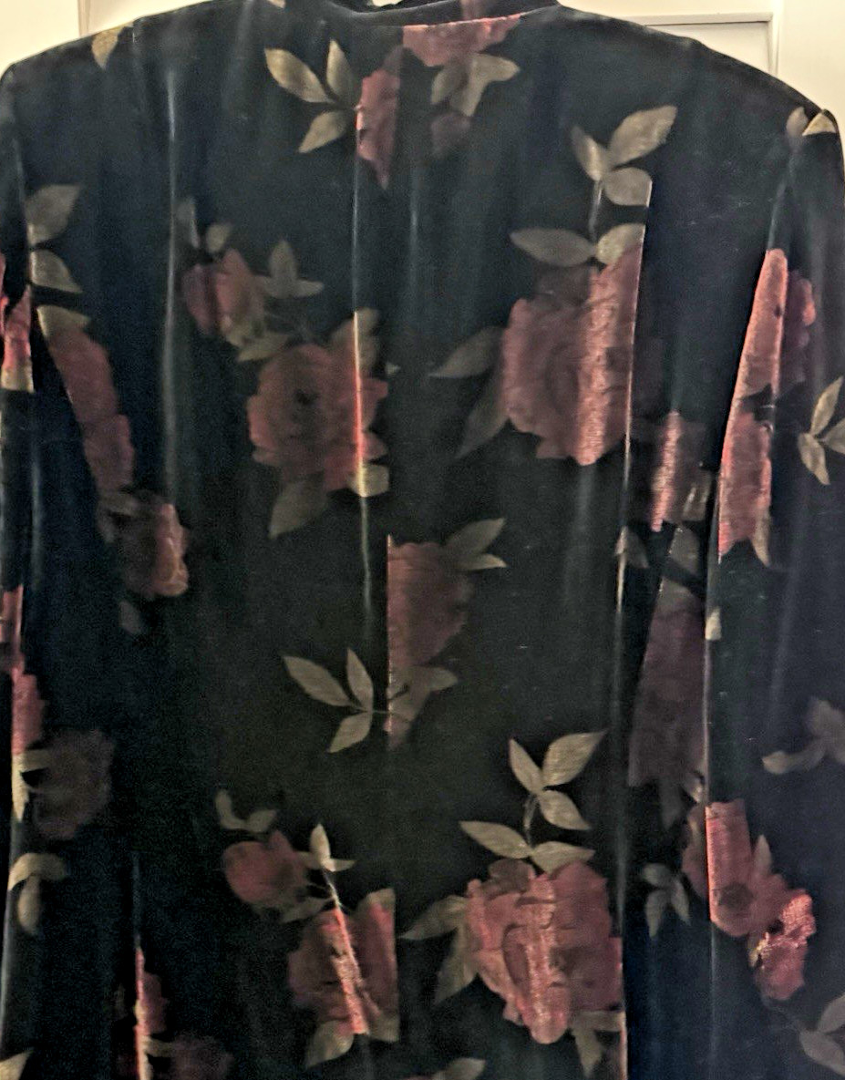Kate Hill Velvet Tunic Jacket Floral Button Down 16W