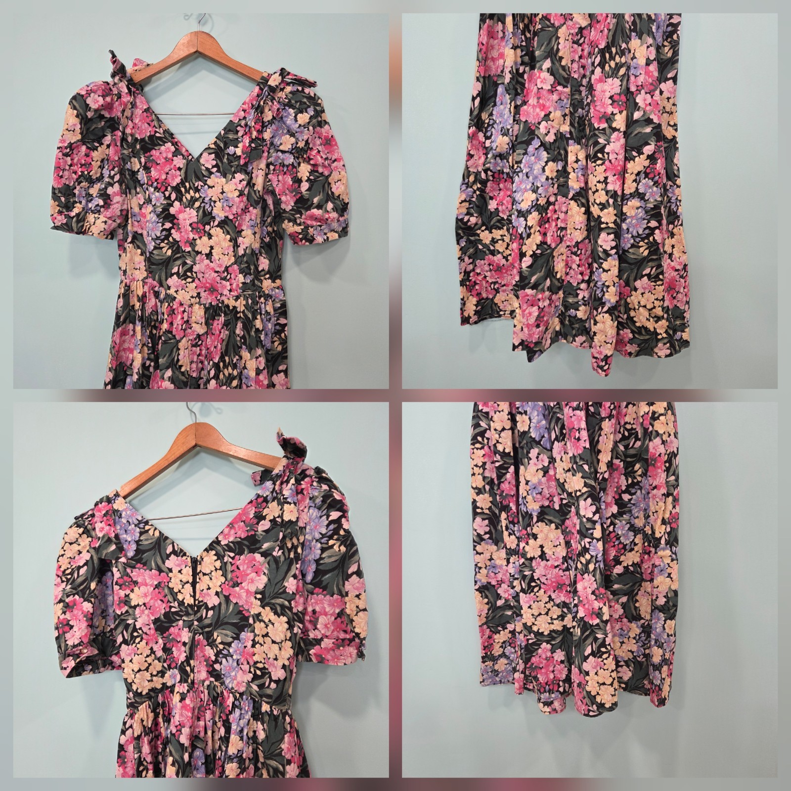 90’s Vintage Country Romance Dress Floral Sz S 5/6 Cottagecore Garden Tea Party