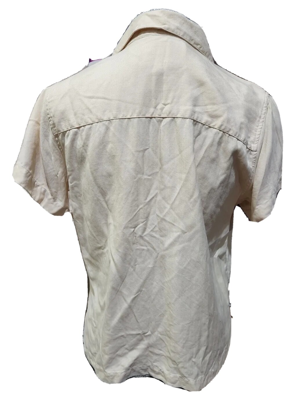 vtg Tiki Classics Shirt top womens short sleeve HAWAIIAN silk ALOHA Boat SMALL L