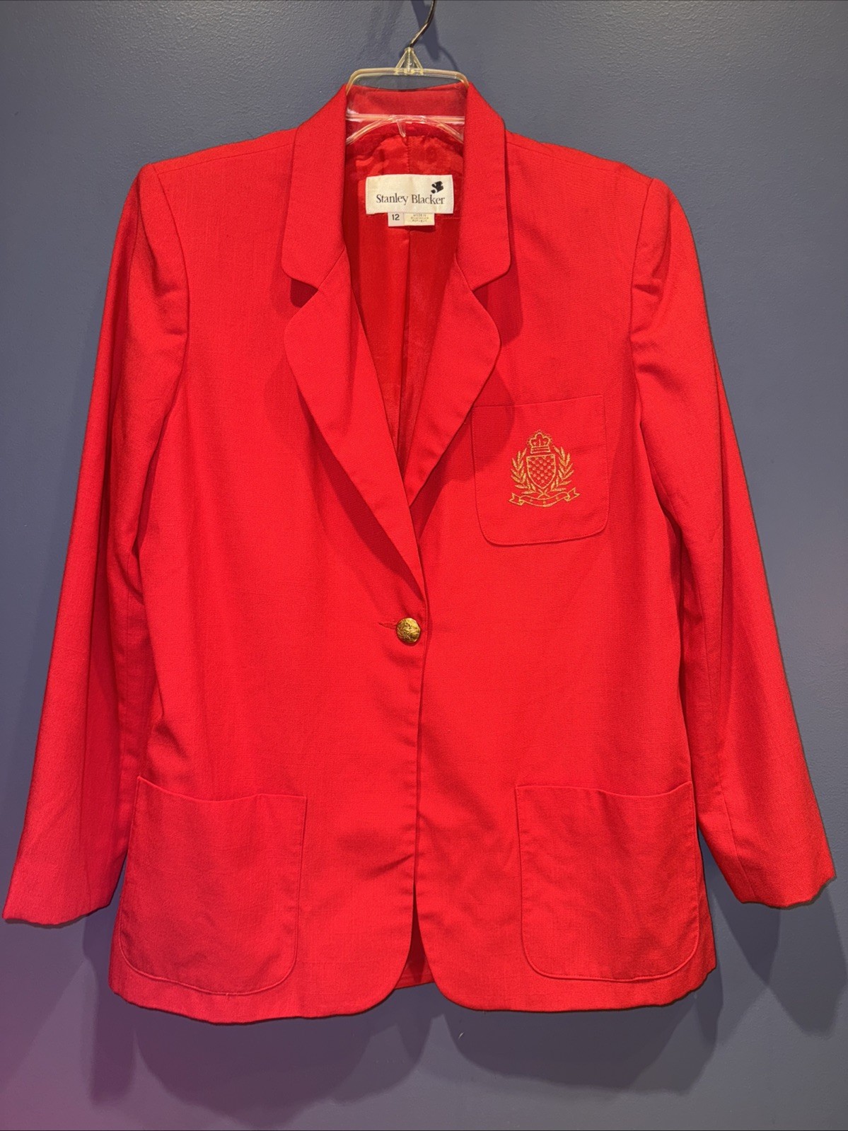 Womens 12 Red Nautical Blazer Jacket Vintage Stanley Blacker Lined