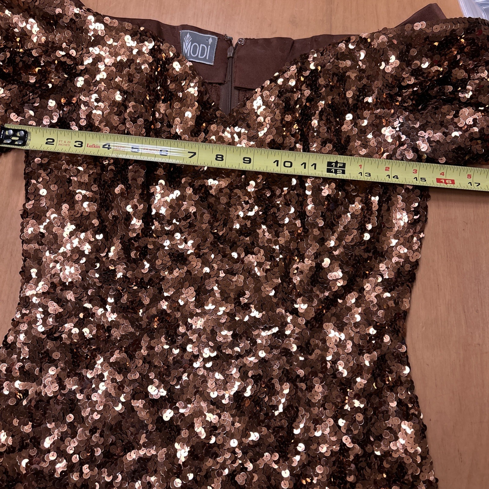 Vintage Modi for Neiman Marcus Sequined Mini Brown Dress Women’s Small