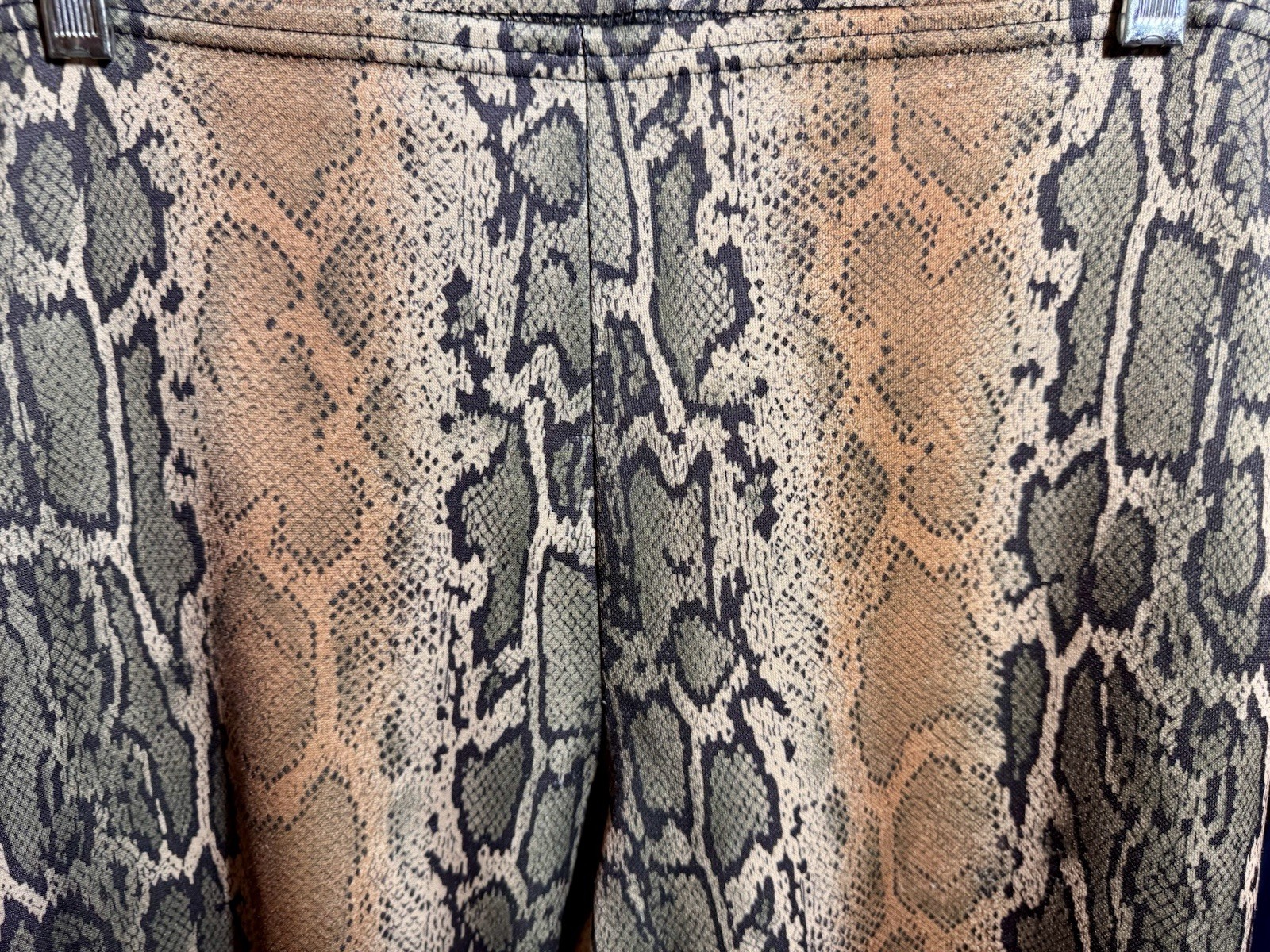 Vintage Y2K Snakeskin Print Flare Pants Womens M Stretch 100% Polyester