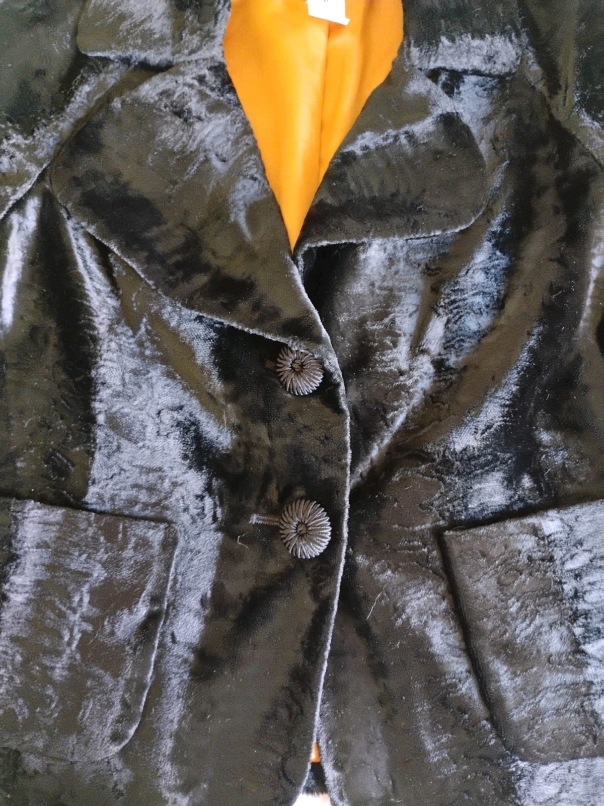 Elliott Lauren Jacket Blazer Coat Women’s Black Faux Fur MCM Mod Glam 6 USA EUC