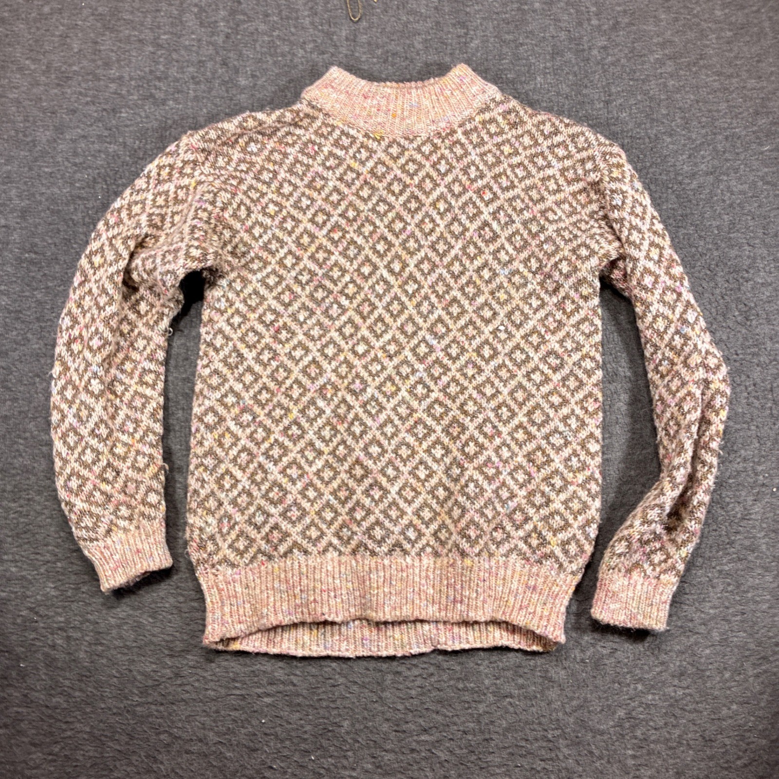 Vintage Partners by Mervyns Sweater Women Medium Pink Geometric Knit Sparkle 80s