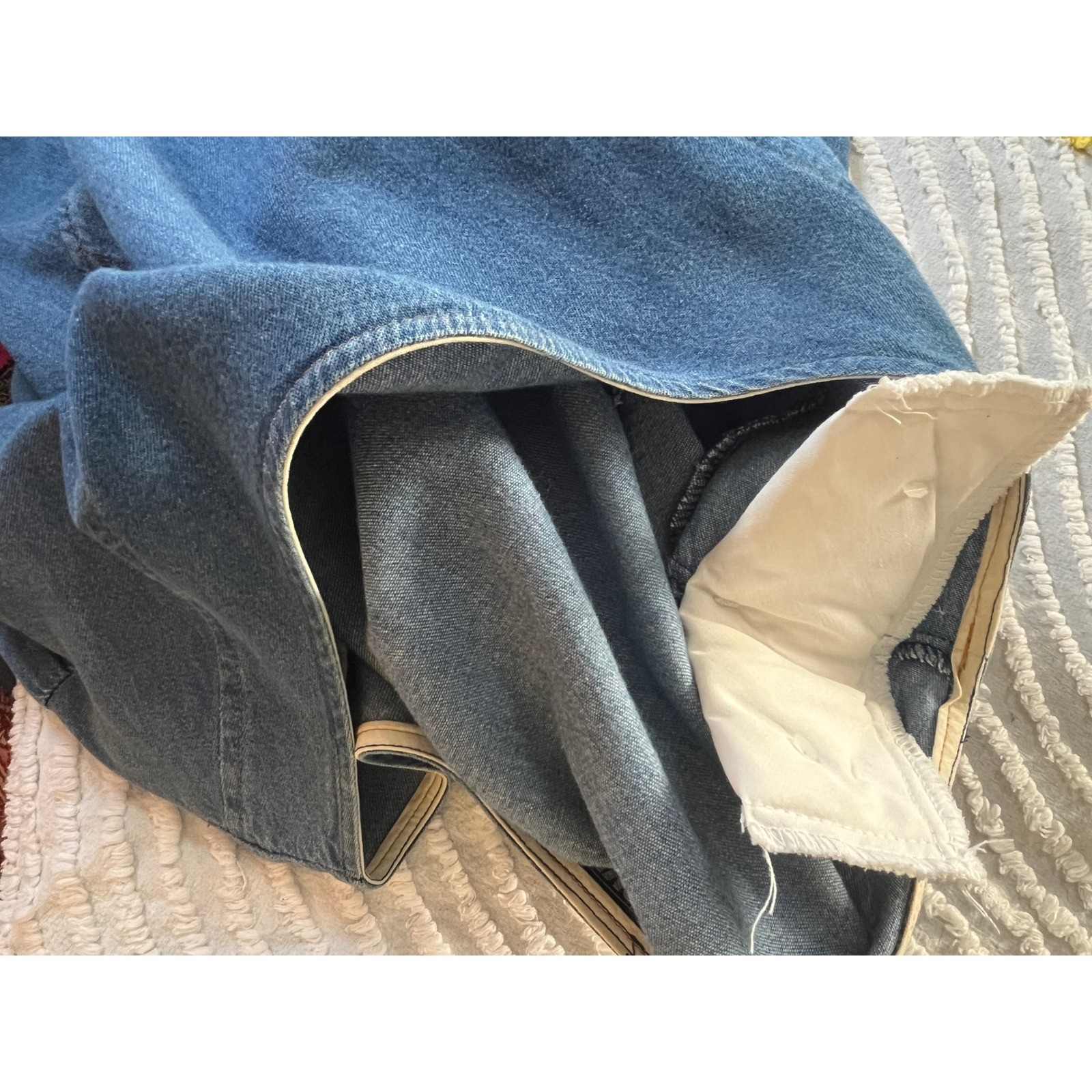 Vtg Womens Denim Long Sleeve Midi Dress Tickets California 80s Western Prarie LG