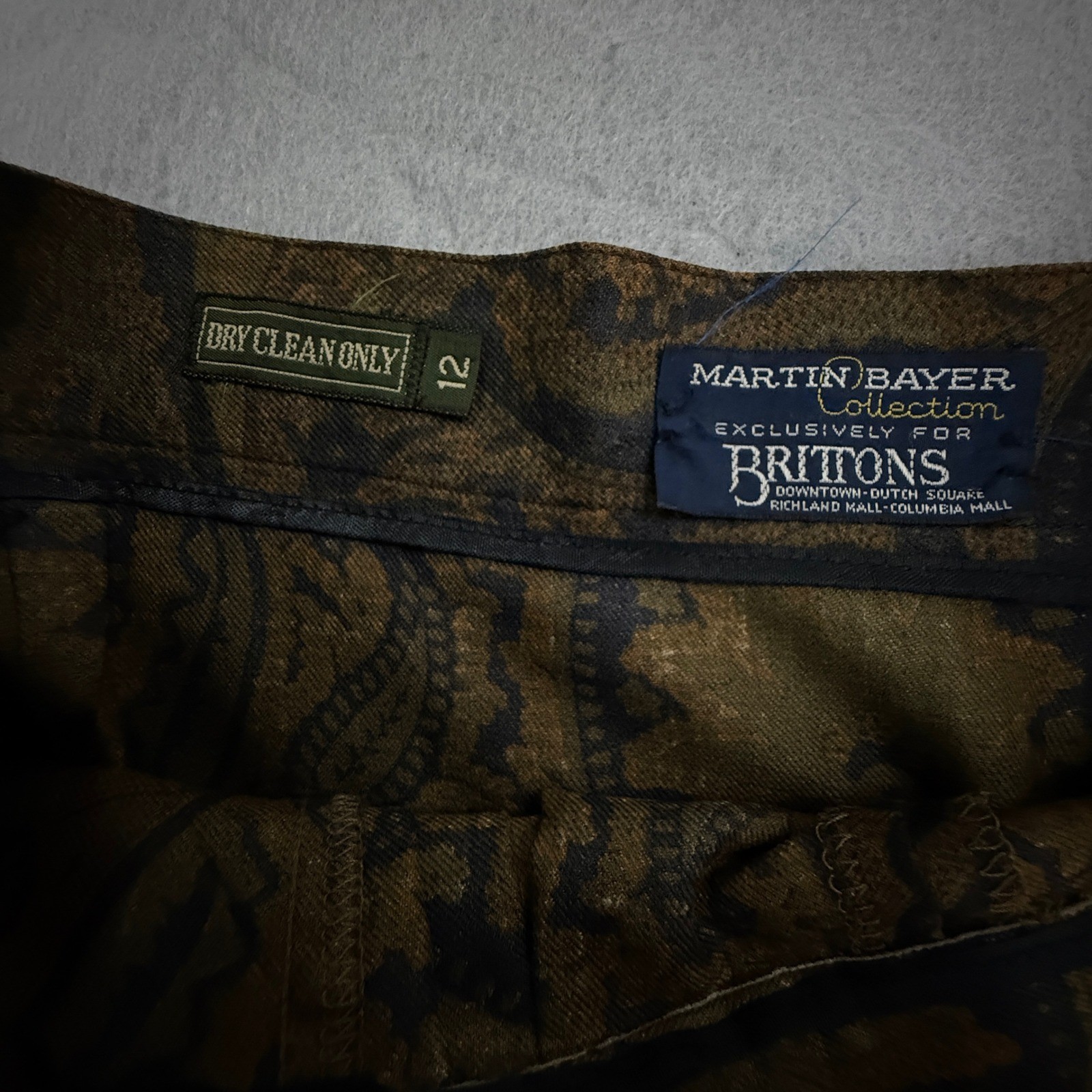 Martin Bayer Collection Skirt Women 12 Brown Paisley Pleated Pockets Vintage 80s