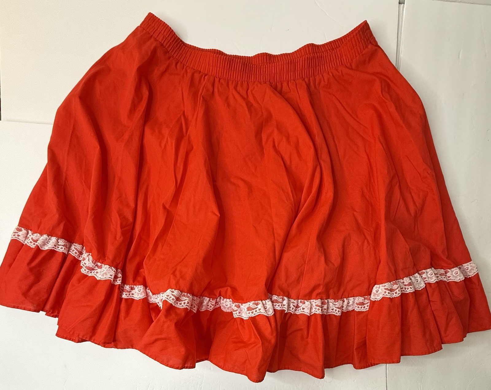 Vintage Partners Please! Squaredancing Skirt Red Size L Folklore 60s Retro New