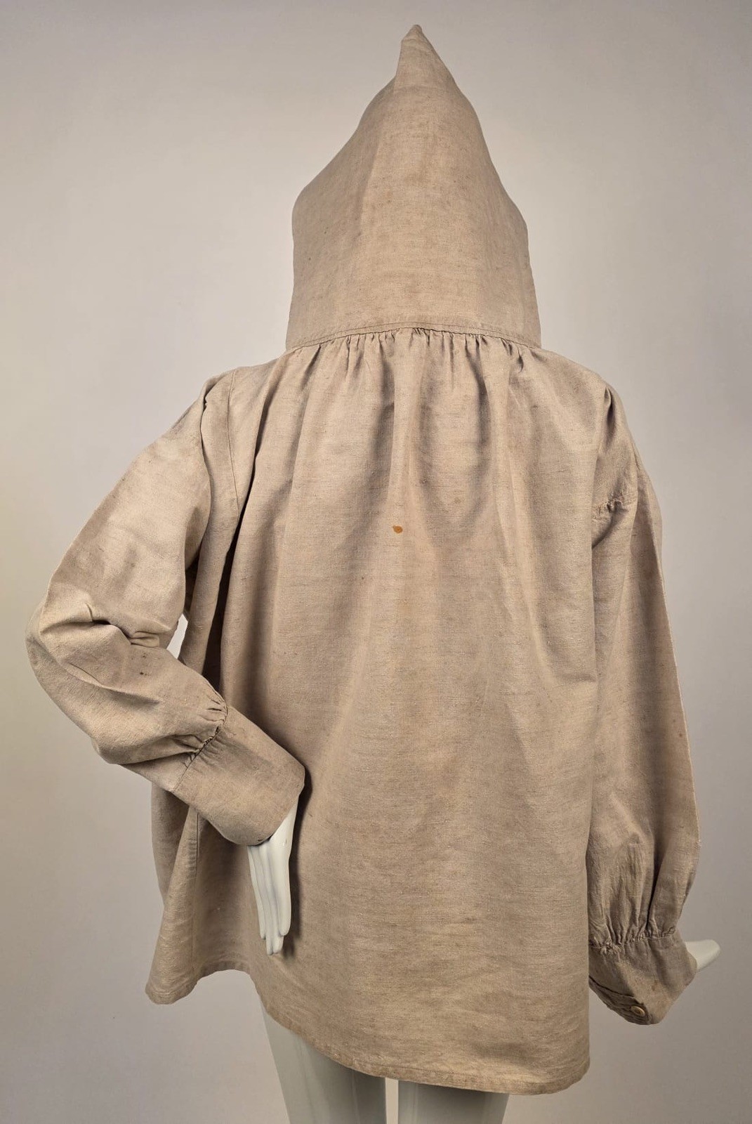 RARE 19TH C LINEN BEE KEEPER SMOCK SHIRT W METAL FACE SCREEN