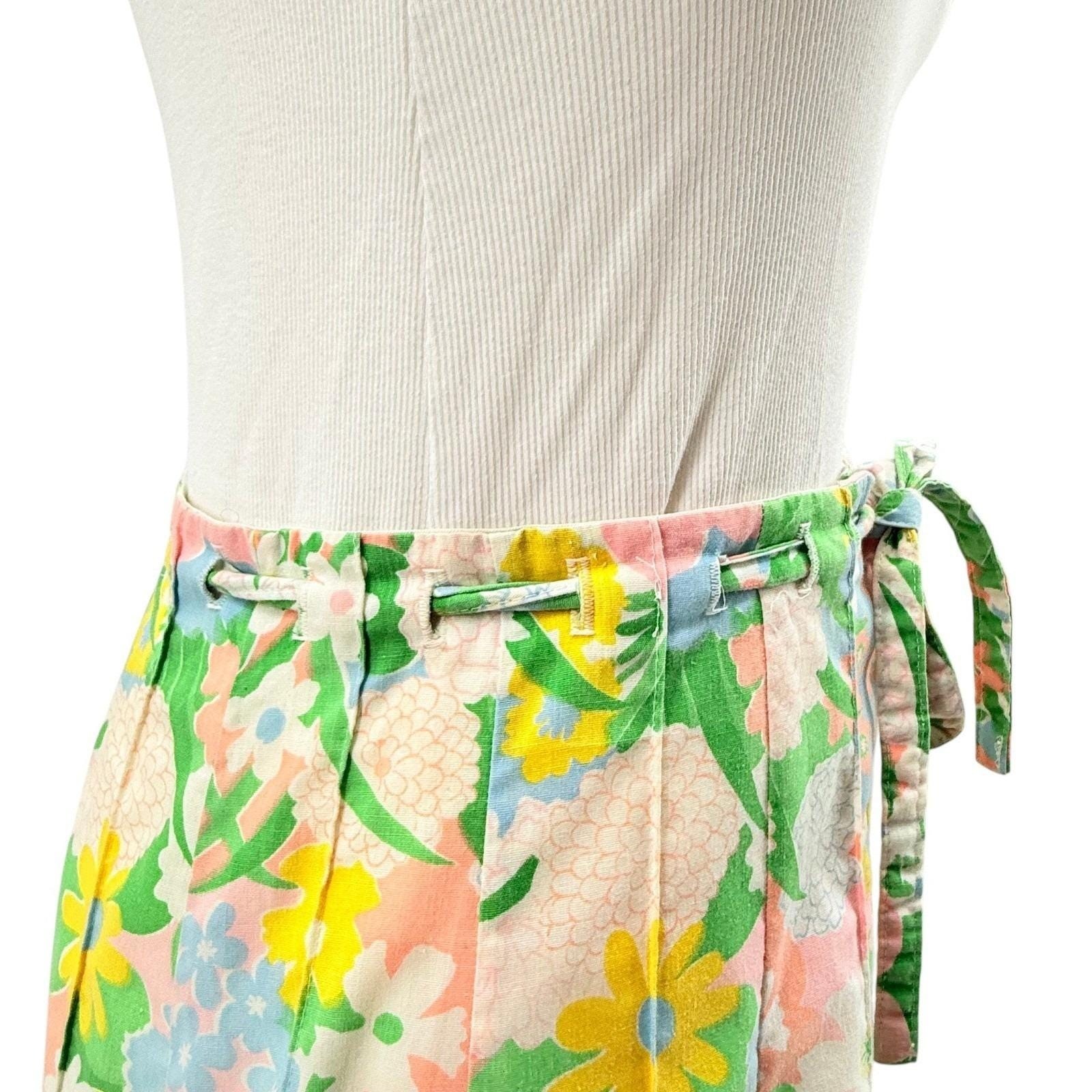 Vintage 70s 80s Mr Hank Womens Floral Midi Skirt Cottagecore Prairie Medium 30″