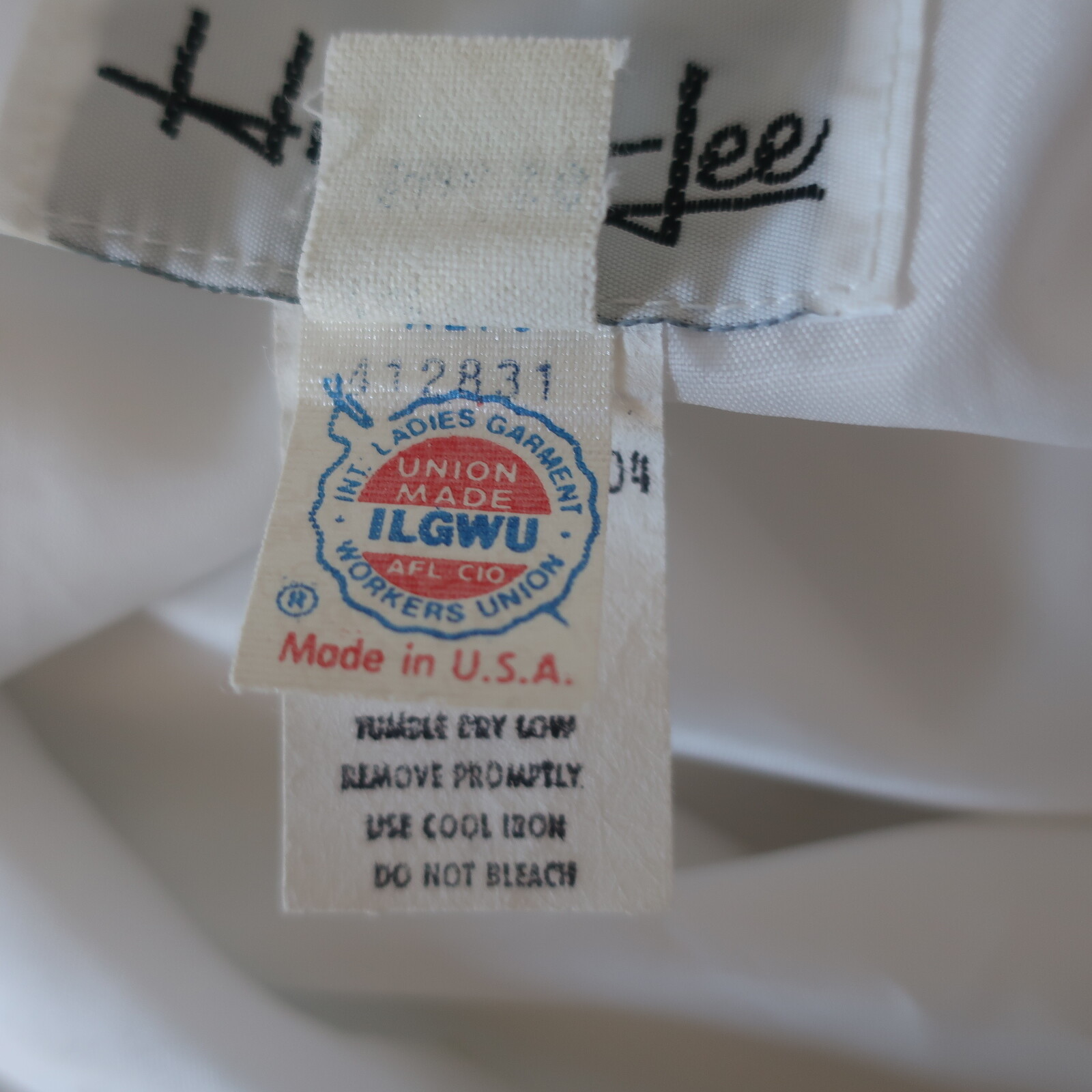 VTG 60s 70s Henry Lee ILGWU Solid White Career Secretary Geek Belted Dress Sz 14