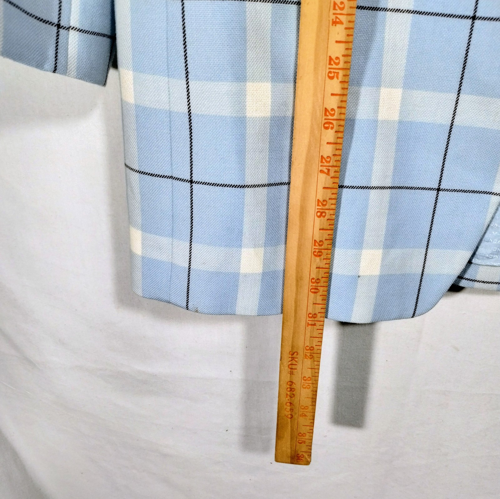 Vintage Mondi Virgin Wool Blazer 44 Modern L 10/12 Germany Blue Plaid Spring