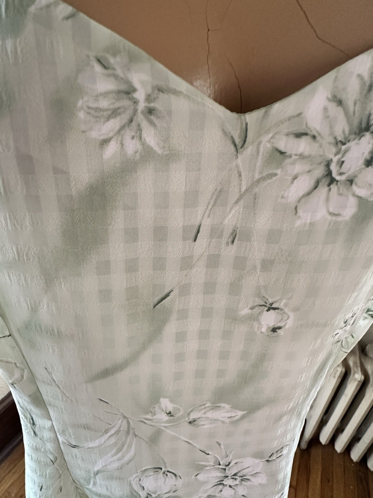 Vintage Cute Summer Dress Size.13 Mint Green Gingham Floral Cottage Core 90s