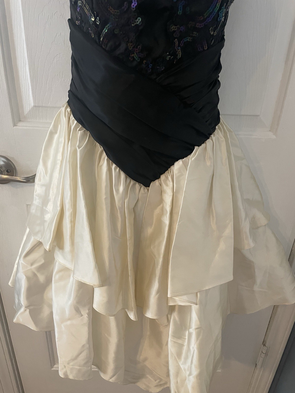Vintage 1990’s Zum Zum Black and Ivory Prom Dress Size S