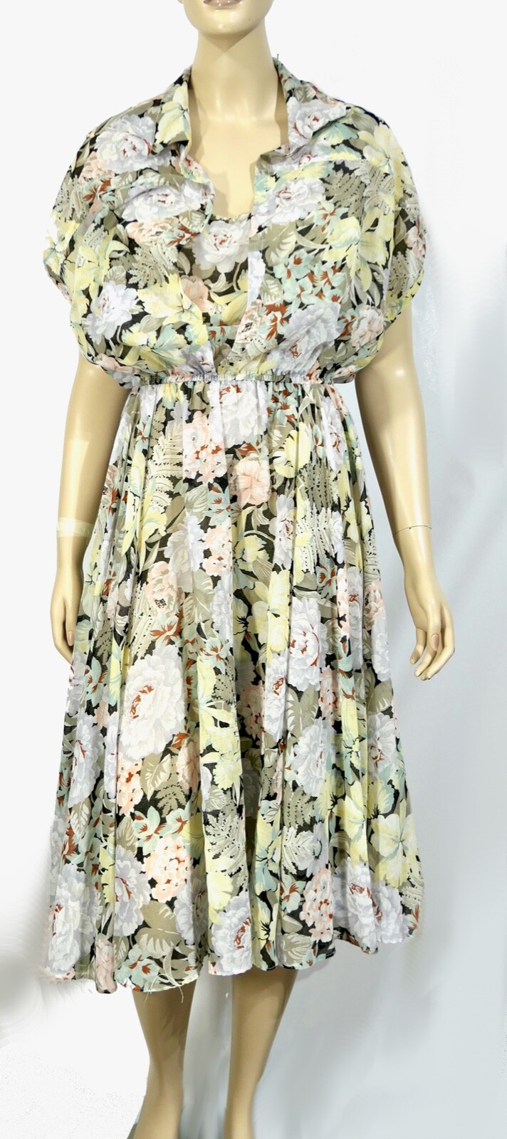 Vintage Floaty Sheer Feminine Layered Full Dress Amy Deb L Secretary Rockabilly