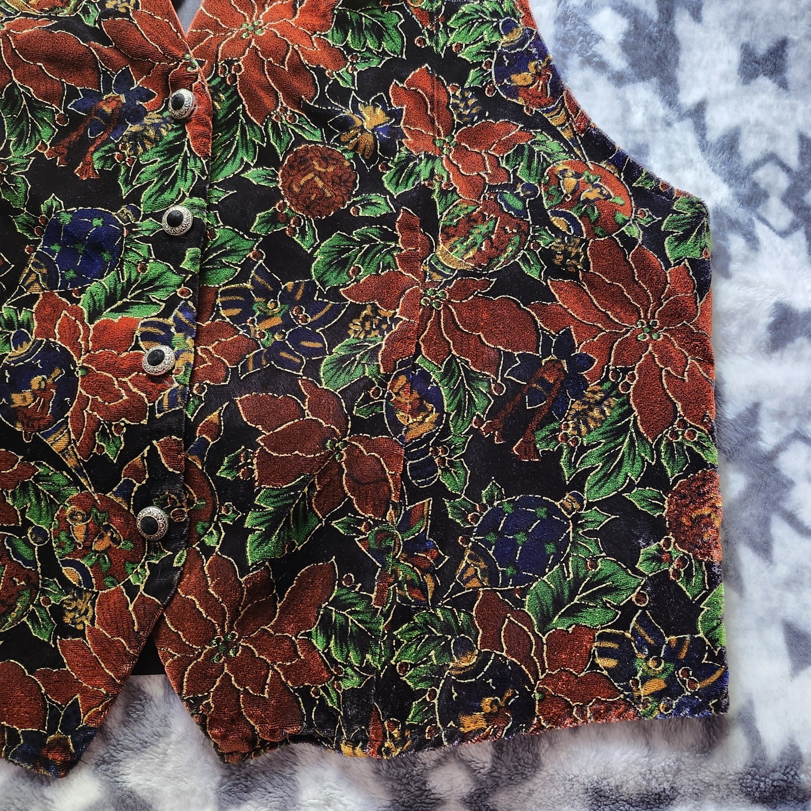 Impressions of California Women’s Vintage Floral Vest Large USA Made Multicolor