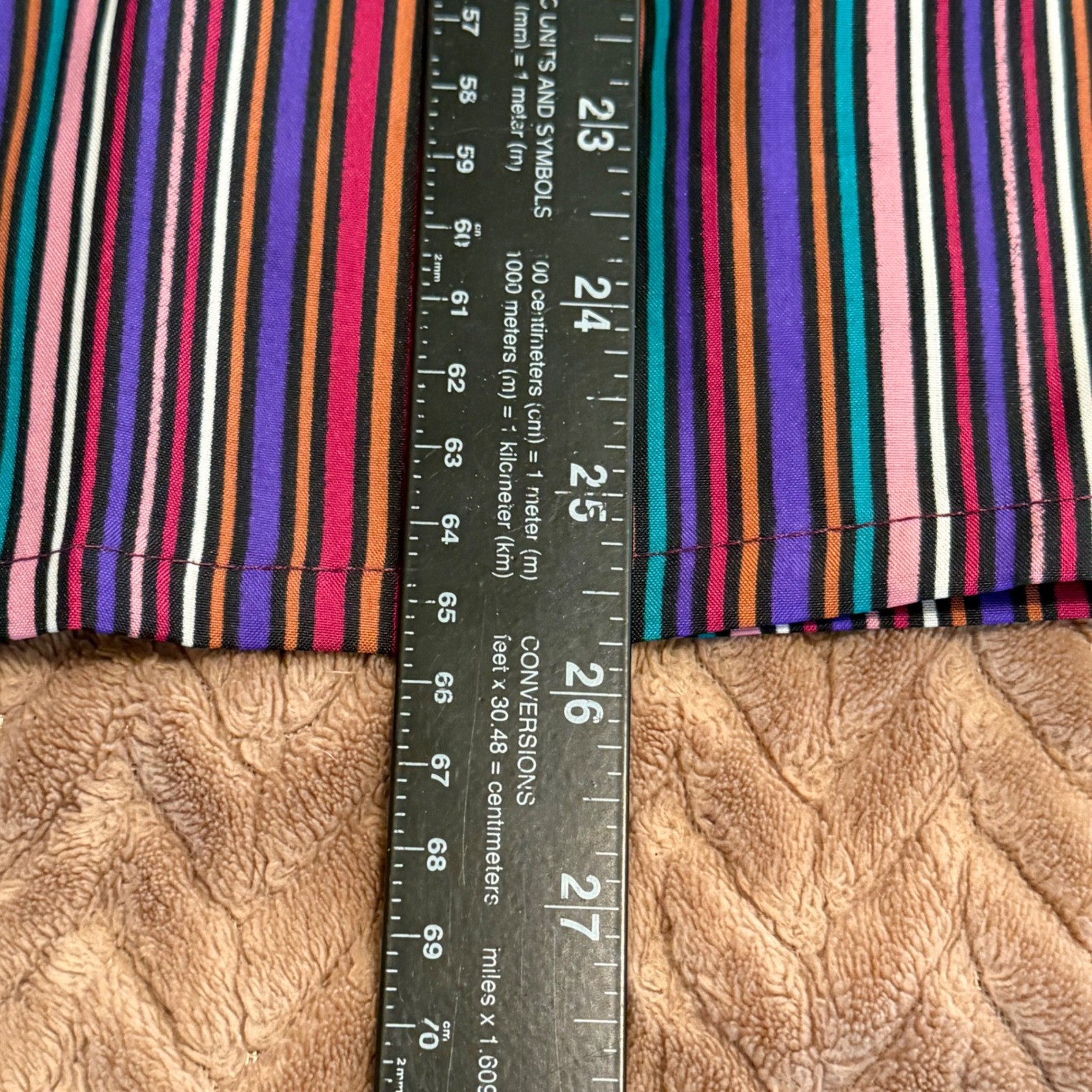 Vintage Lady Holiday Striped Button Up Blouse Multi Color Long Sleeve Size 12