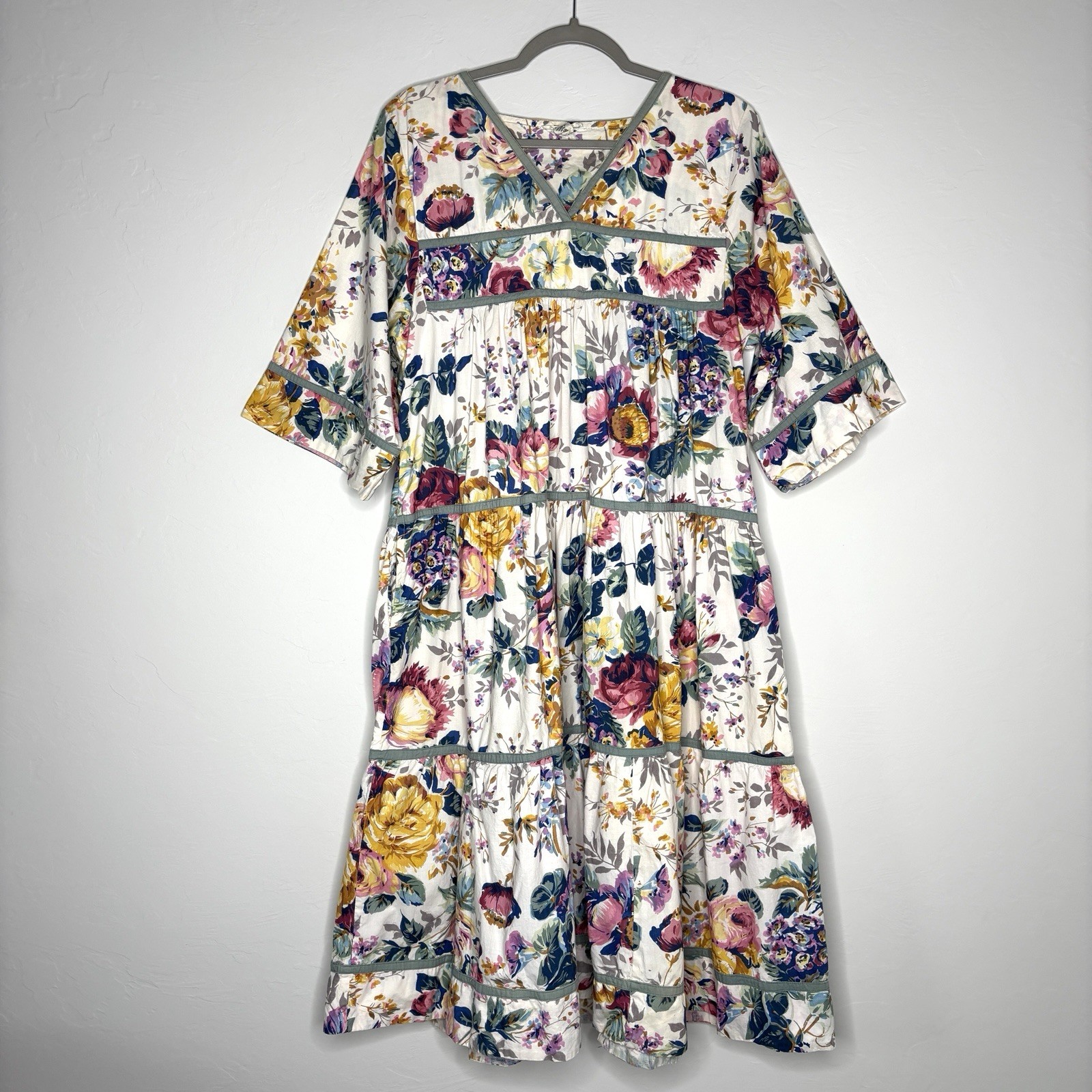 Dress Vintage 1970’s STAR OF INDIA Tiered Floral cotton Cottagecore Festival M