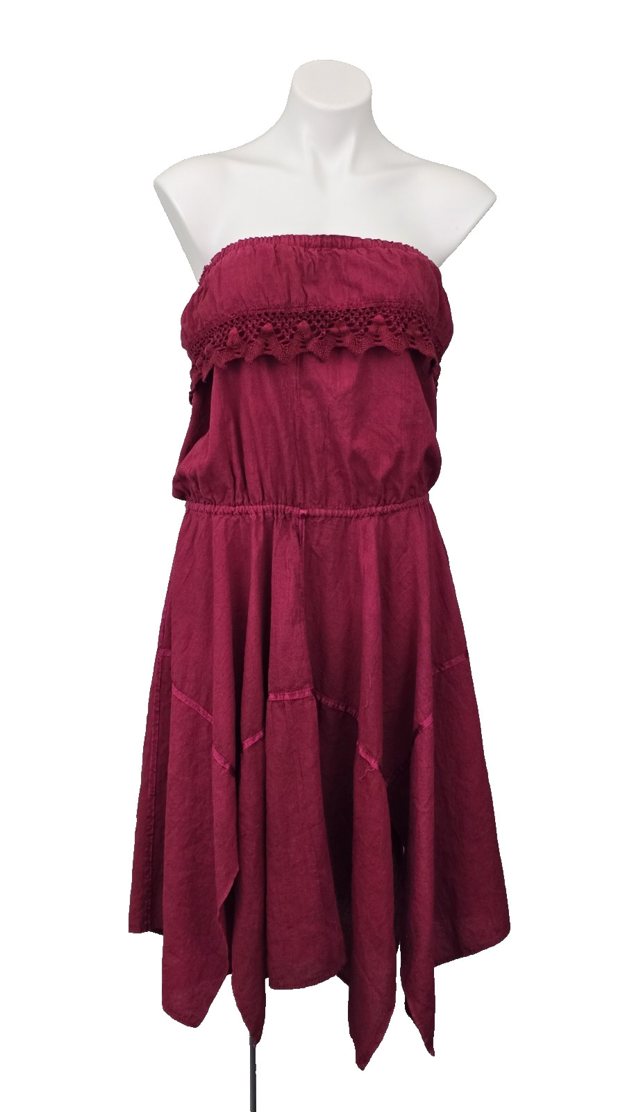 Vintage Homemade Strapless Dress Red Cotton Festival Fairy Renaissance M