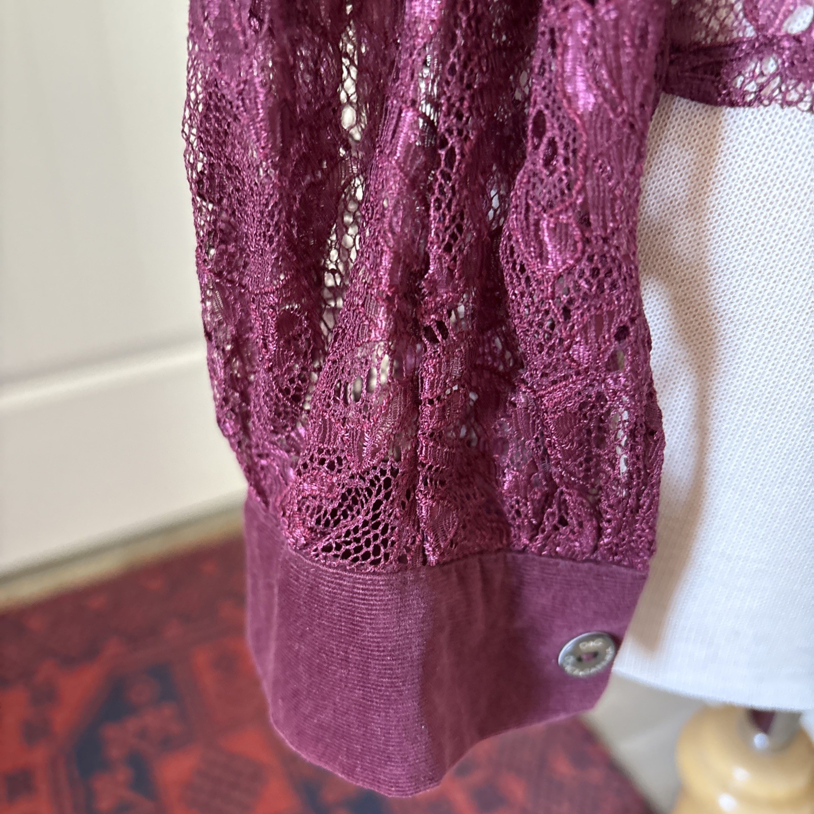 Vintage Dolce Gabbana D&G Silk Lace Mesh Long Sleeve Shirt Blouse Top Size 42