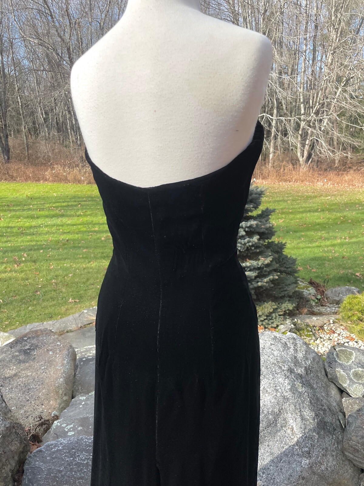 SALE Vintage Adele Simpson Glamorous Black Velvet Strapless Evening Gown