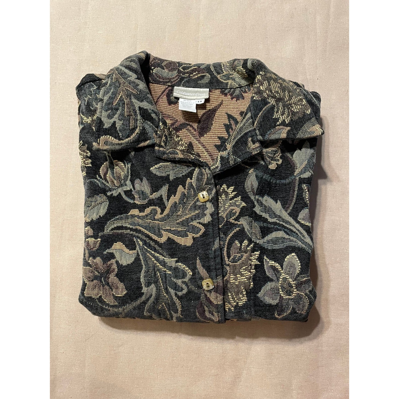 Vintage Coldwater Creek Tapestry Jacket Size 1X Artsy Art to Wear Made in USA