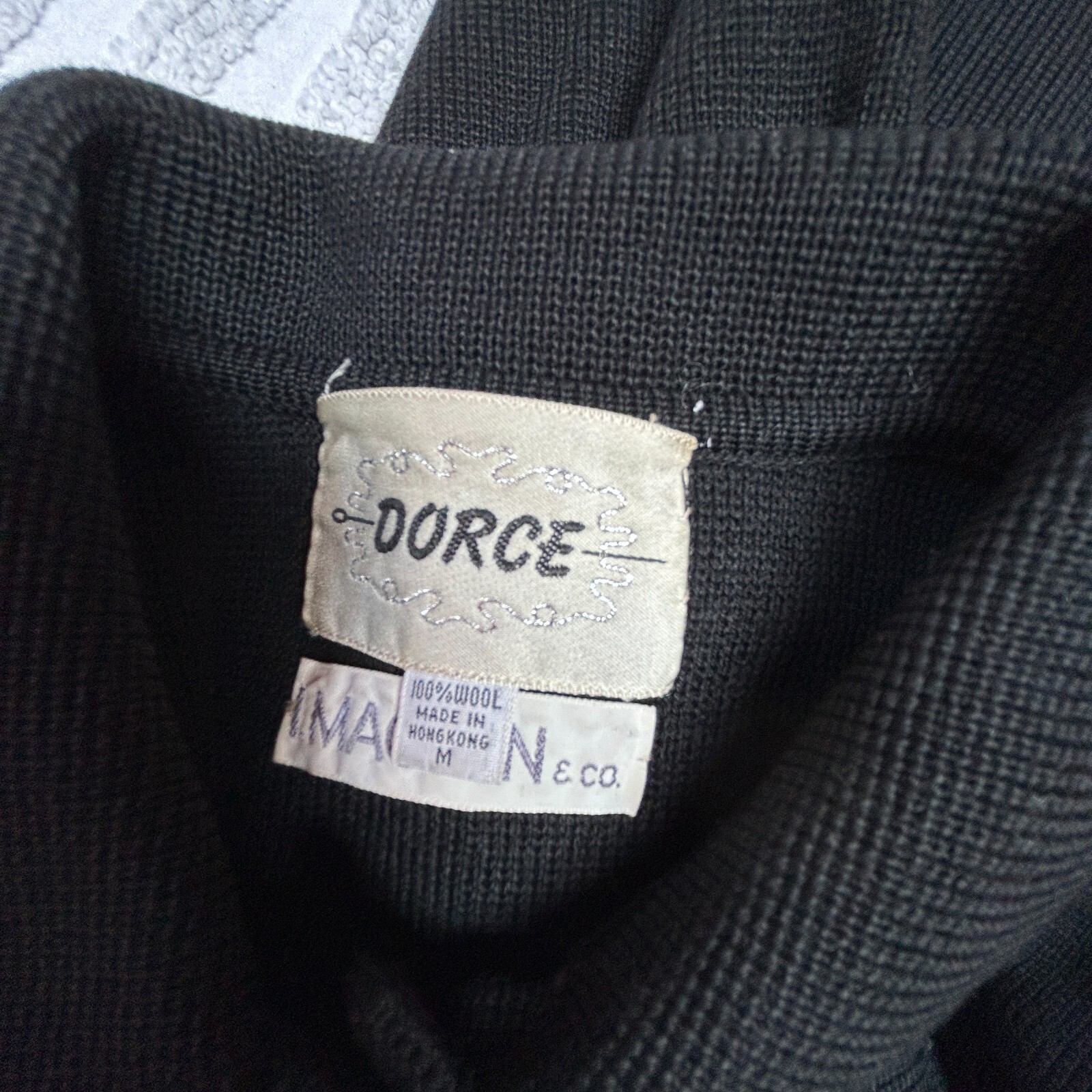 Vintage I. Magnin & Co. Dorce Women Button Front Wool Jacket Medium Black Collar