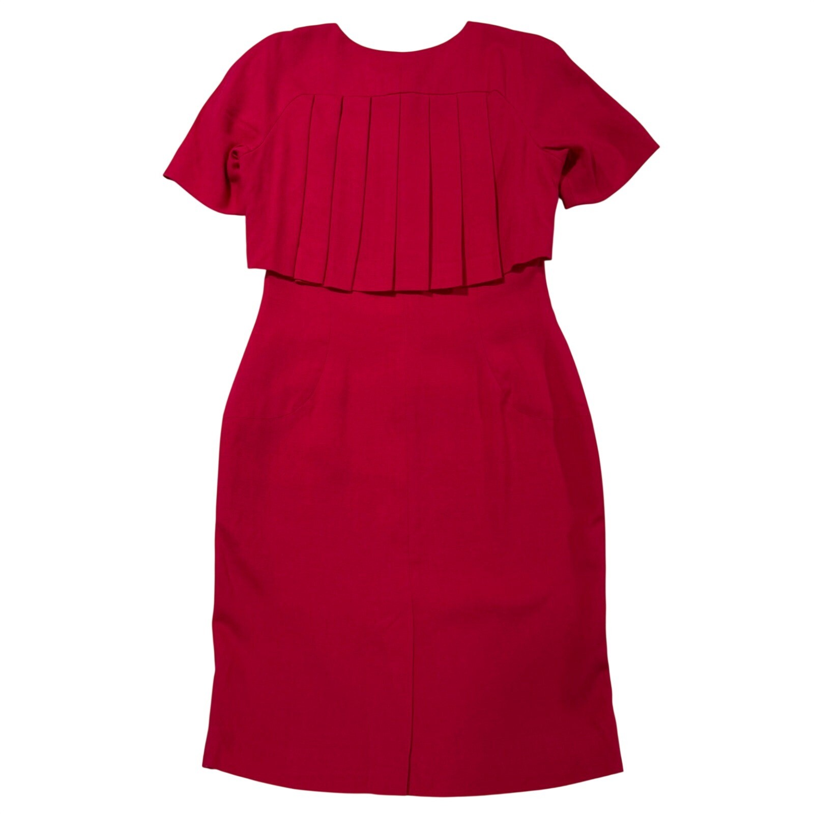 Gillian Vintage Fushia Button Front Dress Pleated Cape Back Size 8 USA W55