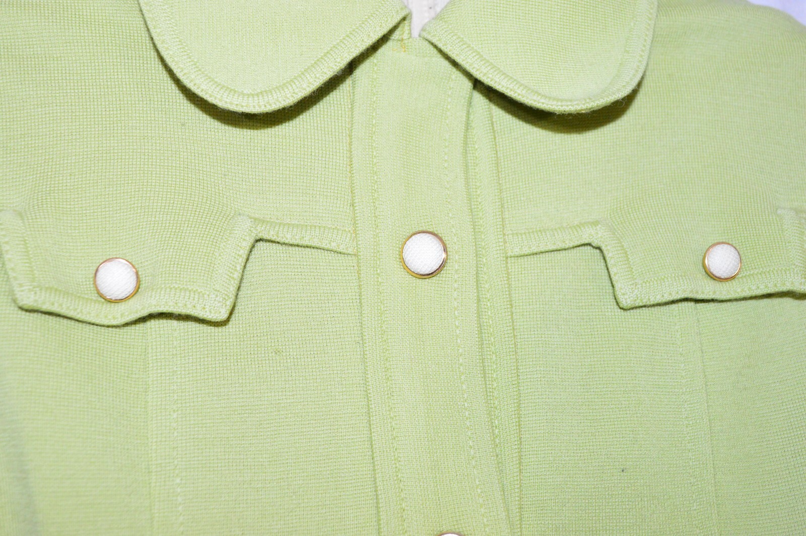 1960’s Mod Secretary Green Beige 100% Wool 2 Piece Dress Suit Modern Day Medium
