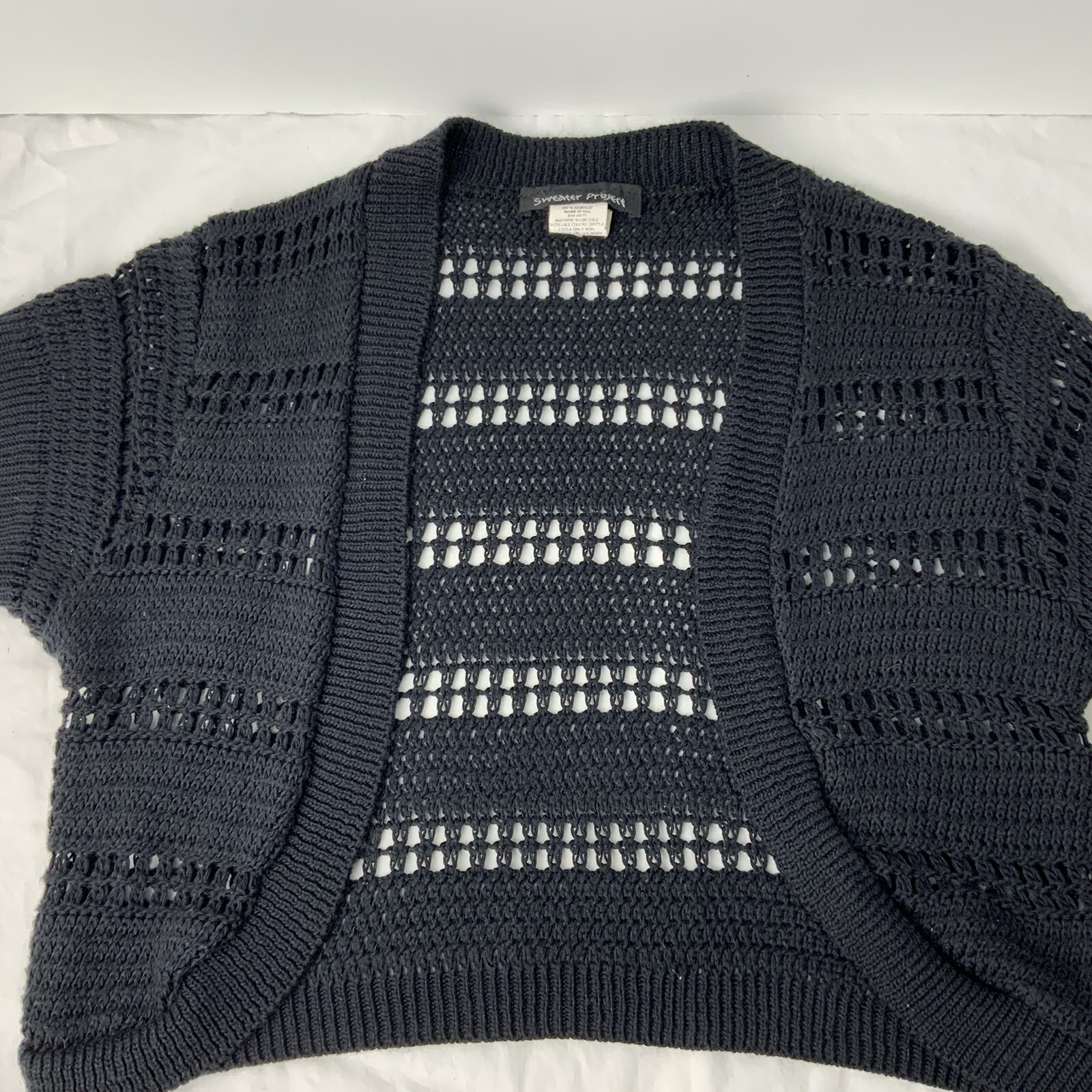Sweater Project Women’s Small Black Crochet Crop Cardigan